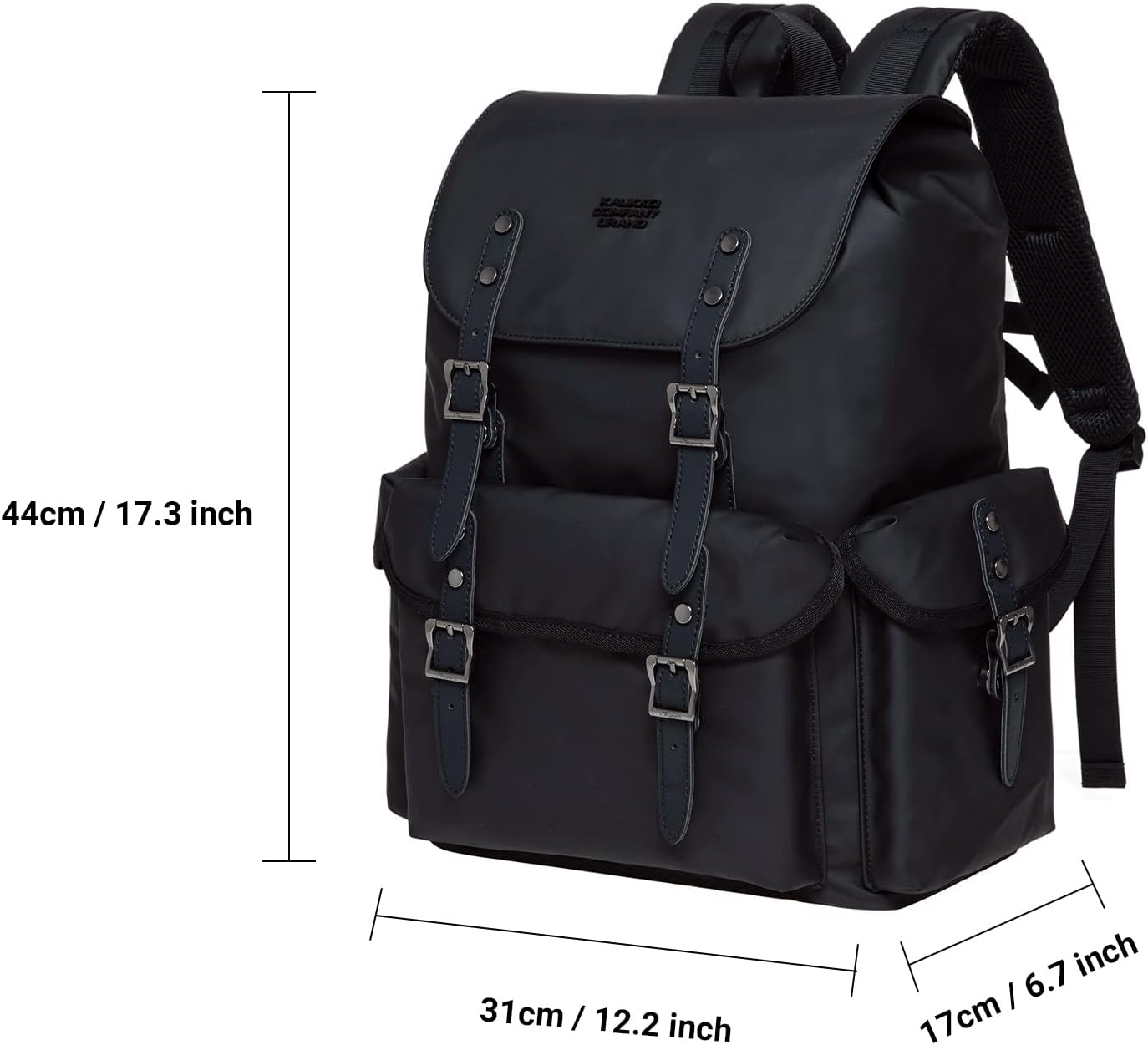 KAUKKO Beautiful and Sophisticated Backpack with Laptop Compartment for 15 Inch School Uni 22L - 03-Leather Black image number 5