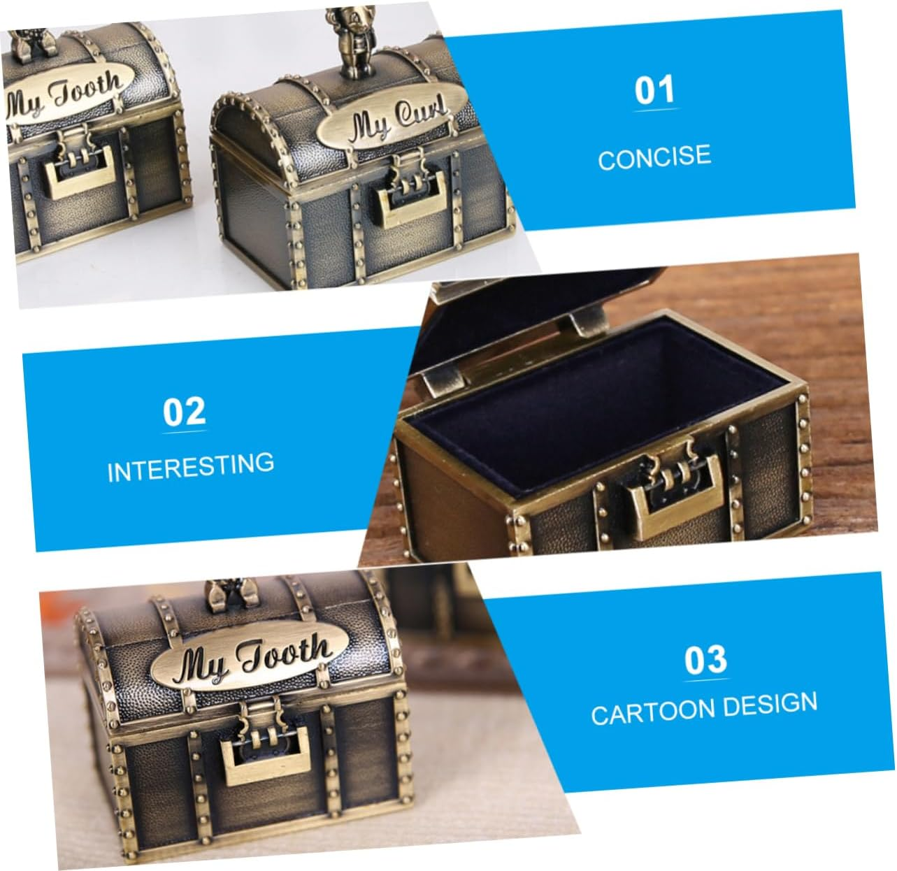 YARNOW 2Pcs Keepsake Tooth Boxes Durable Teeth Storage Case for Birthdays Christenings and Year image number 2