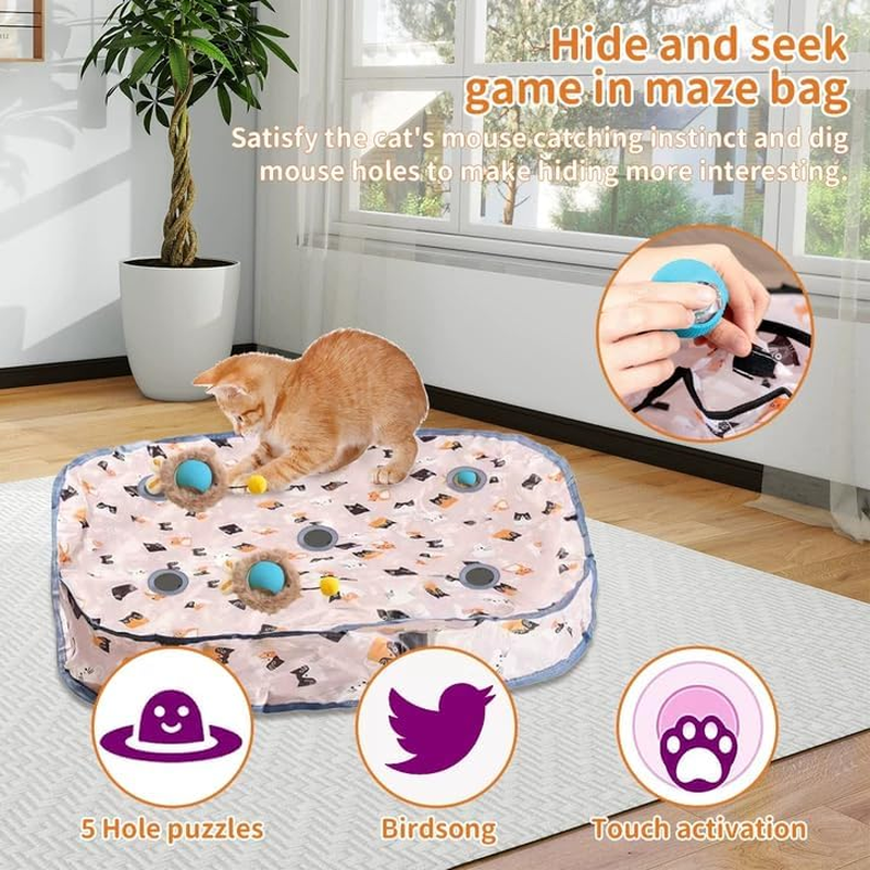 Pnxdeobxl Interactive Pet Toy Balls Set with Mat Mouse Catcher Game for Cats and Dogs 2 Toy Balls Obstacle Avoidance 360&deg; Rotation USB Rechargeable image number 5