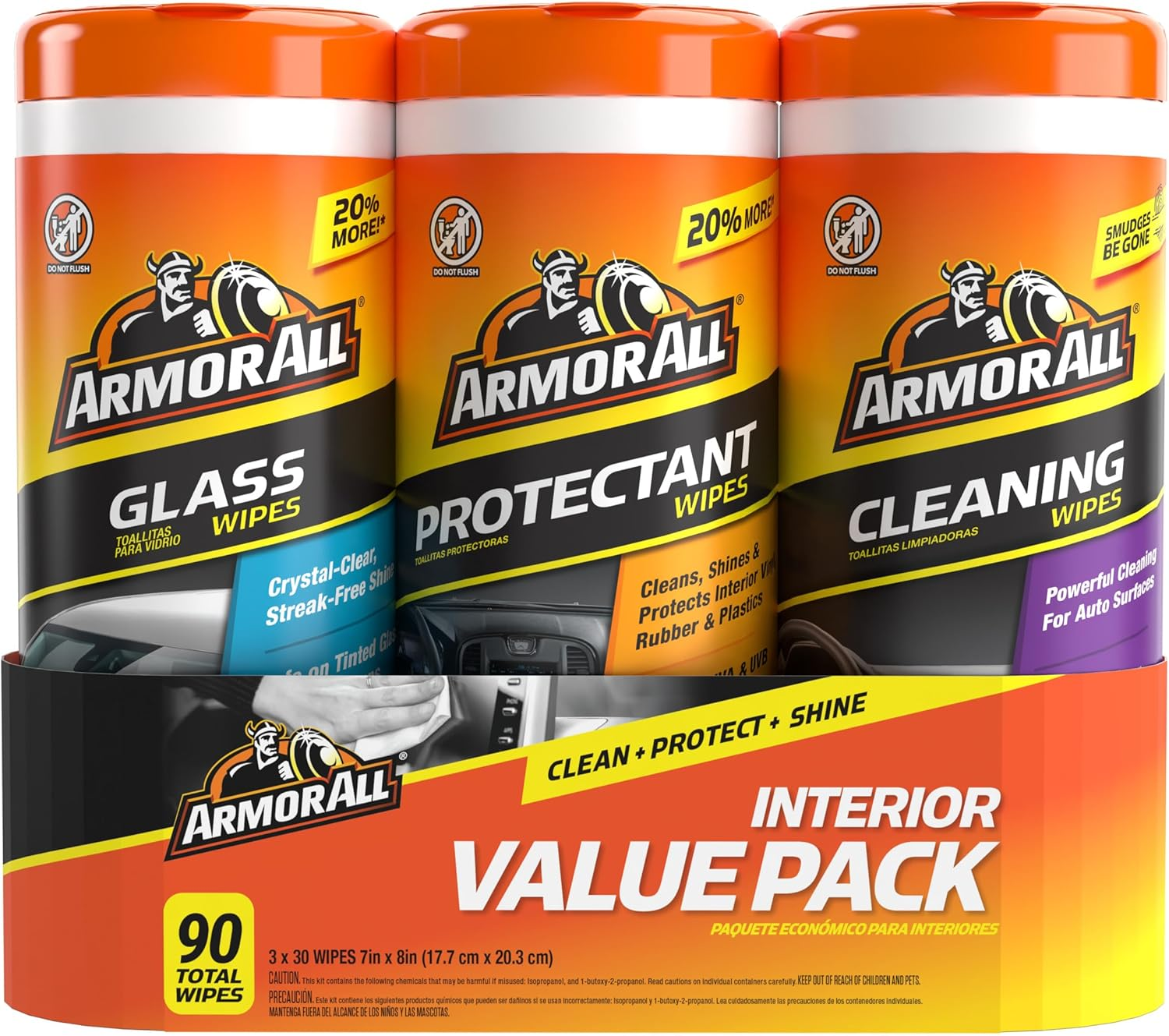 Armor All Protectant, Glass and Cleaning Wipes, Wipes for Car Interior and Car Exterior, 30 Count Each (Pack of 3) image number 5