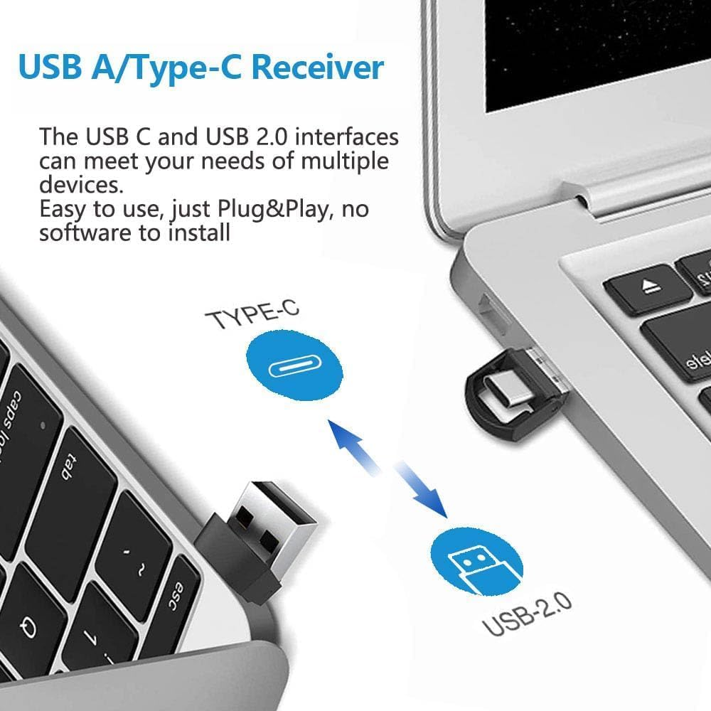 Usb/Type-C 2 in 1 Presentation Clicker for Powerpoint, Hyperlink Volume Control Wireless Presenter Remote Presentation Pointer Slide Advancer PPT Clicker for Mac Ipad Computer Laptop image number 5