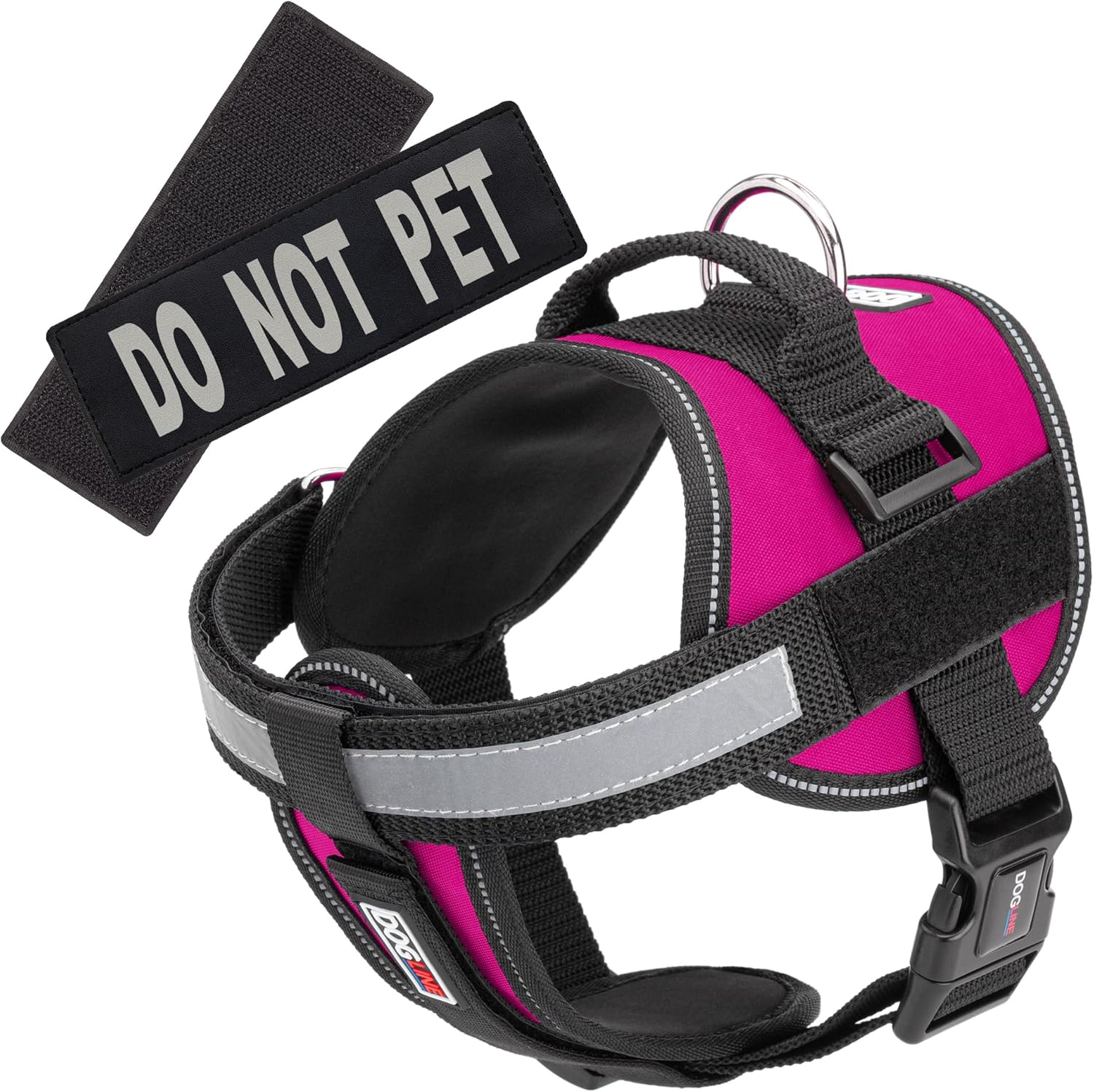 Dogline Vest Harness for Dogs and 2 Removable Do Not Pet Patches, Medium/22 to 30", Pink image number 6
