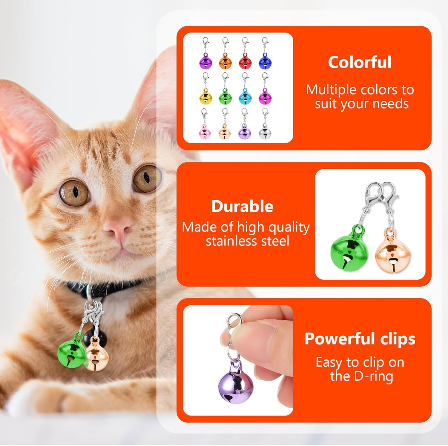 12 Pieces Cat Bell Dog Bell Dog Collar Charms Colorful Cat Collar Bell Loud Pet Collar Bells Charms Small Cat Collar Bells Charms with Clasps for Cat Dog Puppy Collers DIY Crafts Party Decorations, No image number 4