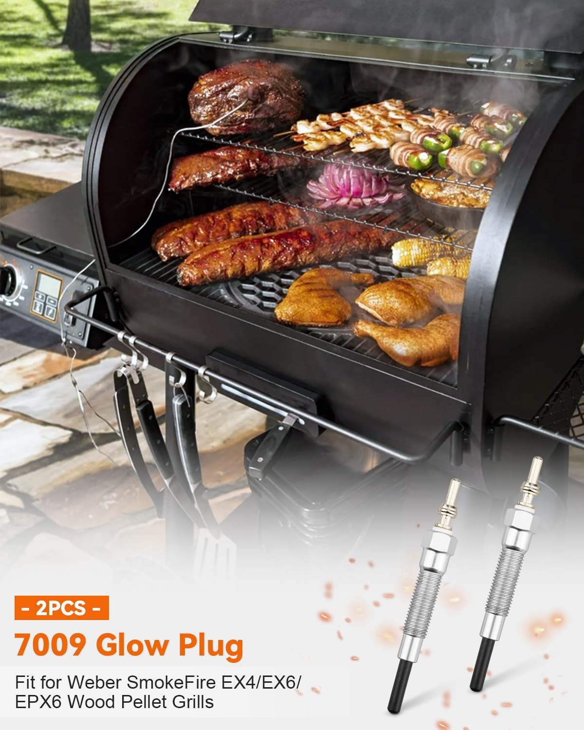 Glow Plug Replacement for Weber Smokefire EX4 EX6, 7009 Wood Pellet Grill Smoker Accessories Parts, Silver image number 1