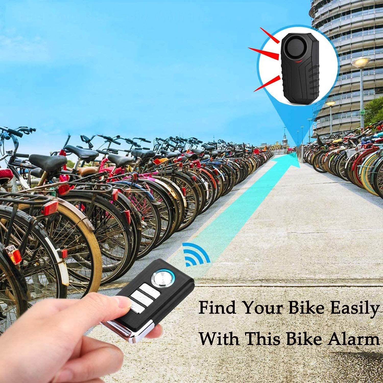 NEEWERS 113Db Bicycle Alarm, Wireless Anti-Theft Burglar Security Alarm for Bike Motorcycle Car Mobility Scooter Vehicles Door Window, Super Loud and Waterproof (Remote Control Included) image number 3