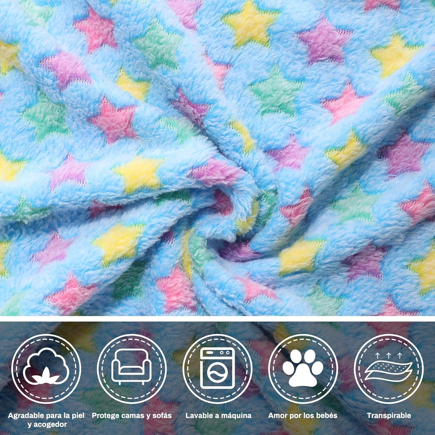 COMSLE Dog Blanket Cat Blankets Washable and Fluffy Pack of 3 Soft Warm Fleece Pet Blankets for Small Medium Dogs Cats Pet Blanket Sleeping Mat for Sofa Bed Star Pattern 104 X 76 Cm image number 2