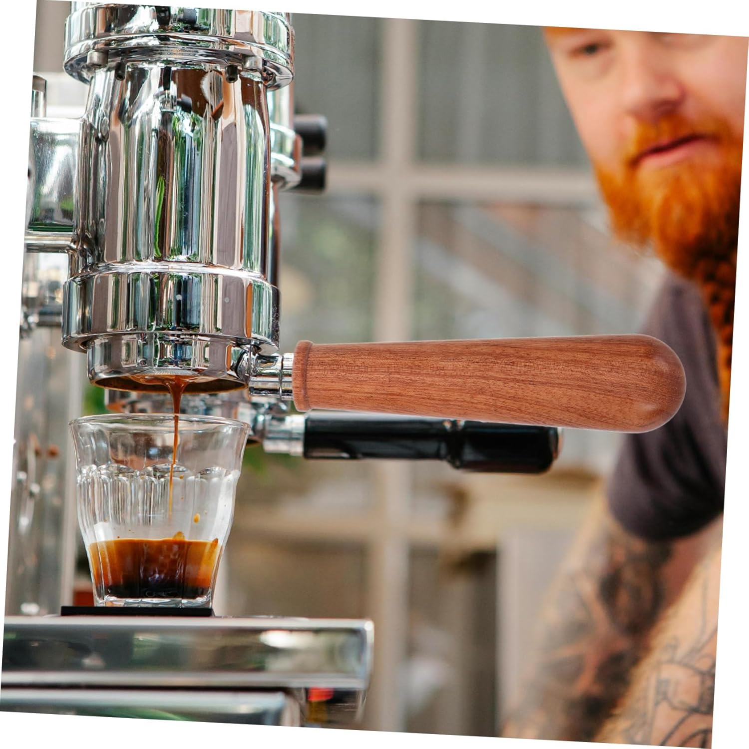 CIYODO Bottomless Wooden Portafilter Handle for Espresso Machines Easy-Clean Coffee Maker Replacement Part Stylish Coffee Filter Handle for Home and Cafe Use Compatible with Various image number 3