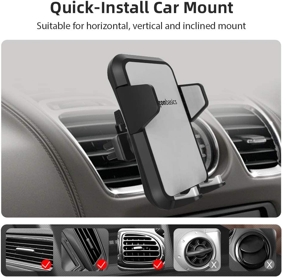 Amazon Basics Universal Smartphone Holder for Car Air Vent, Grey image number 5