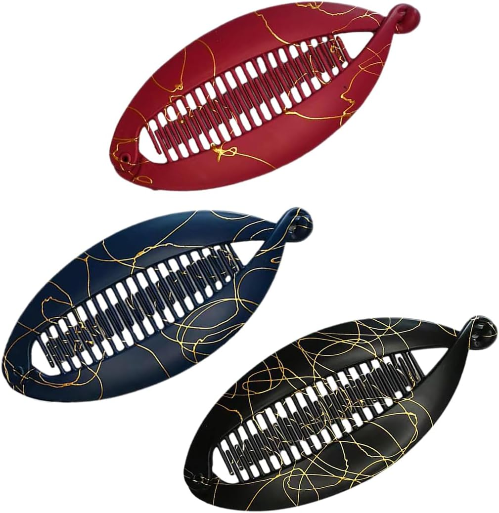 Pack of 3 Banana Clips Hair Clips Banana Fish Combs Fish Clips Banana Clip Hair Tinted Comb Grip Size 14 Cm for Women Girls Banana Clip Vintage Fishtail Hair Clip French image number 2