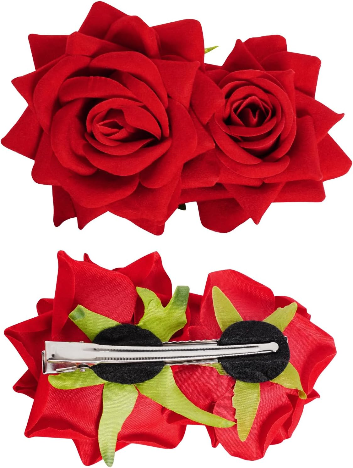 Topbuti 3 Pcs Rose Flower Hair Clip Rose Brooch Flamenco Dancer Hairpin Mexican Hair Accessories for Woman Girls Wedding Party Mother'S Day Halloween Costume (2 Styles) (Red) - Blue image number 6