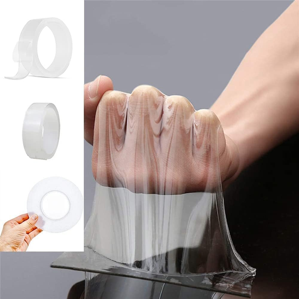 SHANGLIN Nano Tape Roll Double Sided Adhesive Tape 3.3 Foot Traceless Washable Nano Tape Stick Grip Gel Rsable Nano Gel Pads for Fing Car Windowshield Glass Carpet Mats Photos Posters Household Industrial image number 4