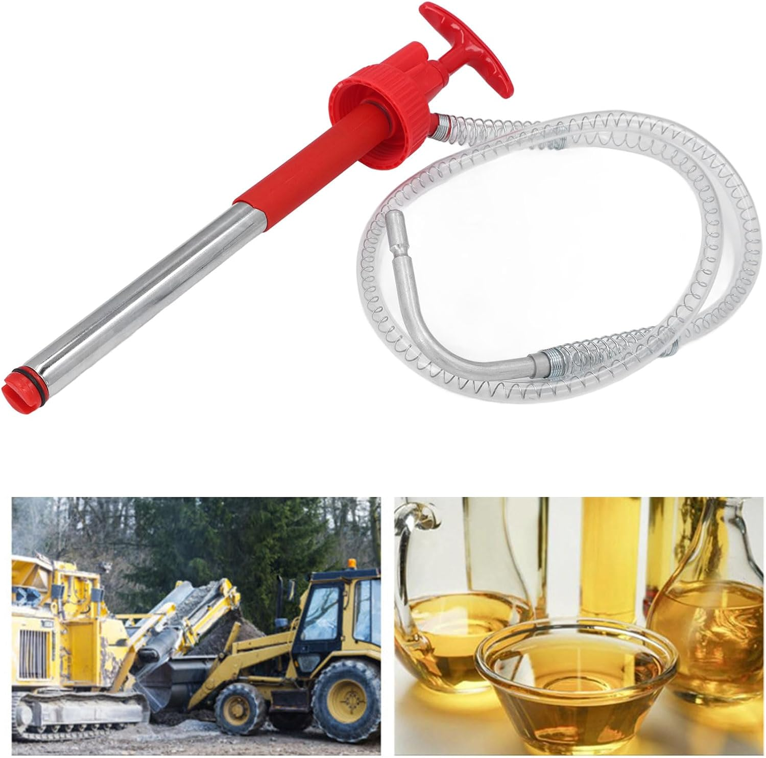 Hand Fuel Pump for 20L Drum, Leakage Proof Water Fuel Transfer Pump Oil Extractor with Non Drip Nozzle Manual Vertical Oil Drum Pump Portable Transfer Pump Kit for Gas Fuel