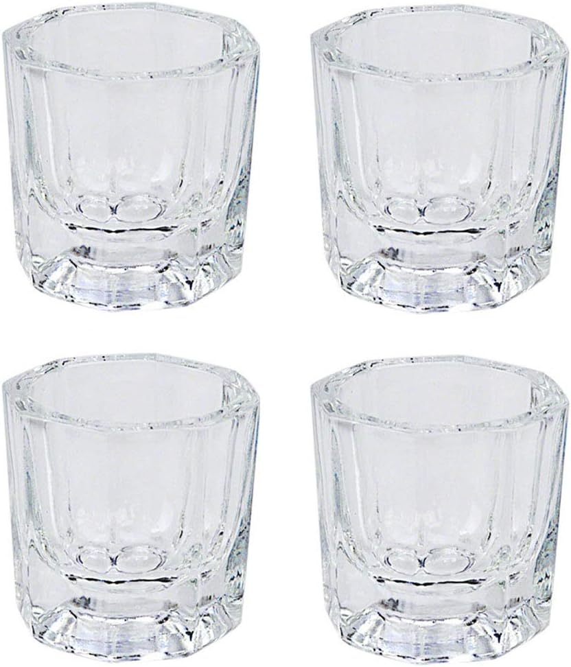 4 Pcs Mini Glass Crystal Cup Nail Art Acrylic Liquid Powder Dappen Dish Bowl Glassware Nail Art Tools image number 1