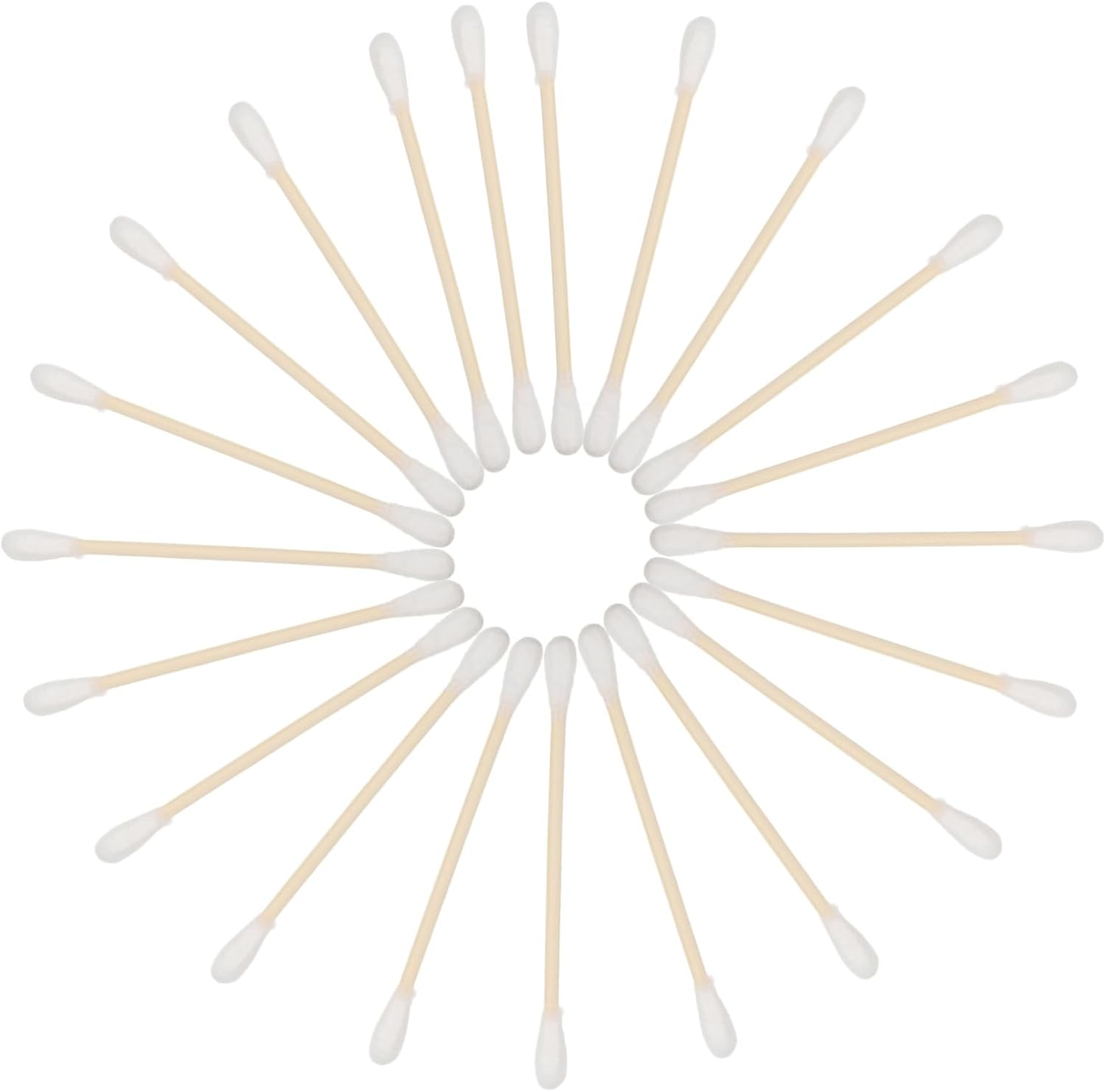 KICHOUSE 100Pcs Sterilized Cotton Swabs Tips Makeup Removal Ear Cleaning Wooden Handles Double Tipped for Travel