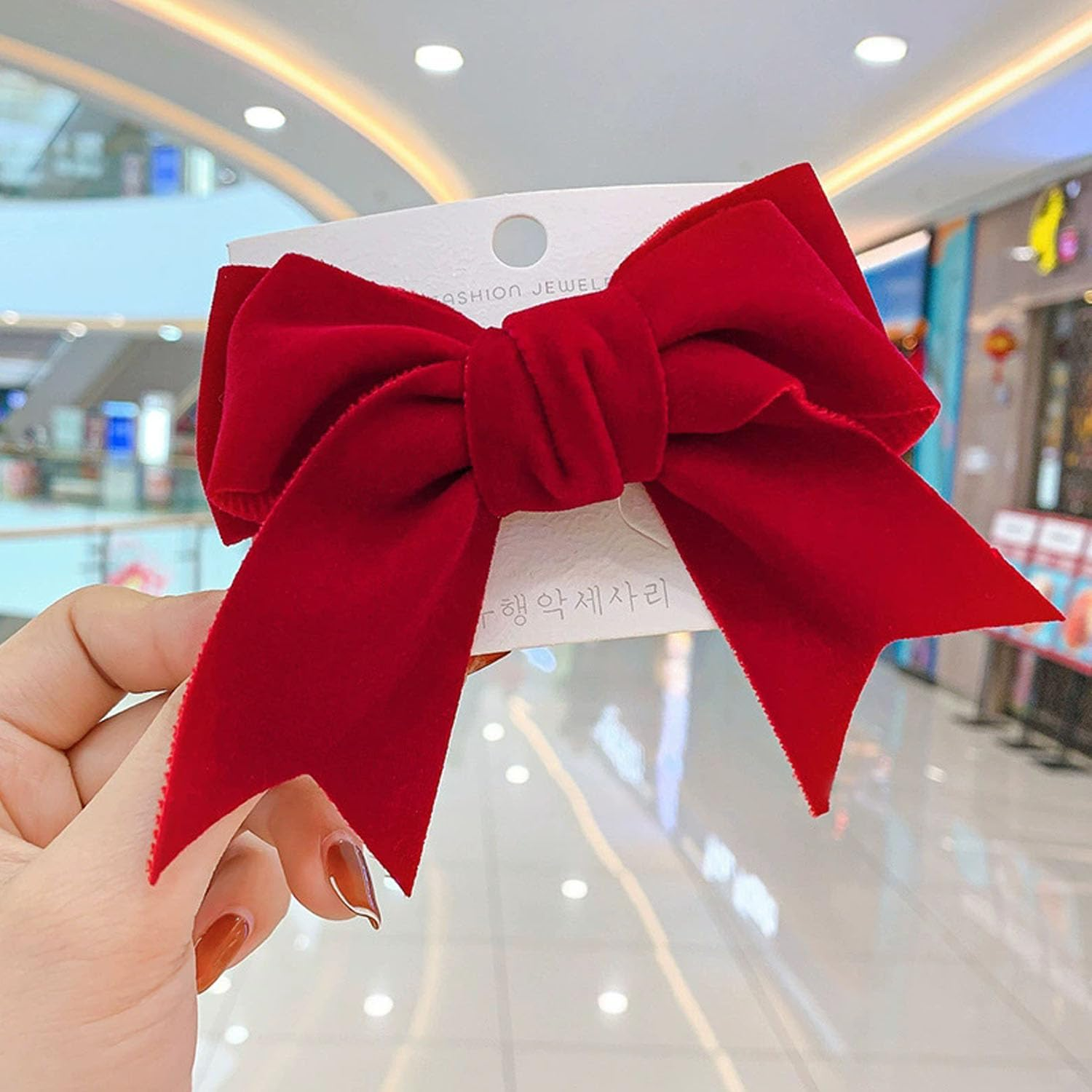 Bow Hair Clips 2PCS, Girls Velvet Hair Clips for Christmas, Red image number 6