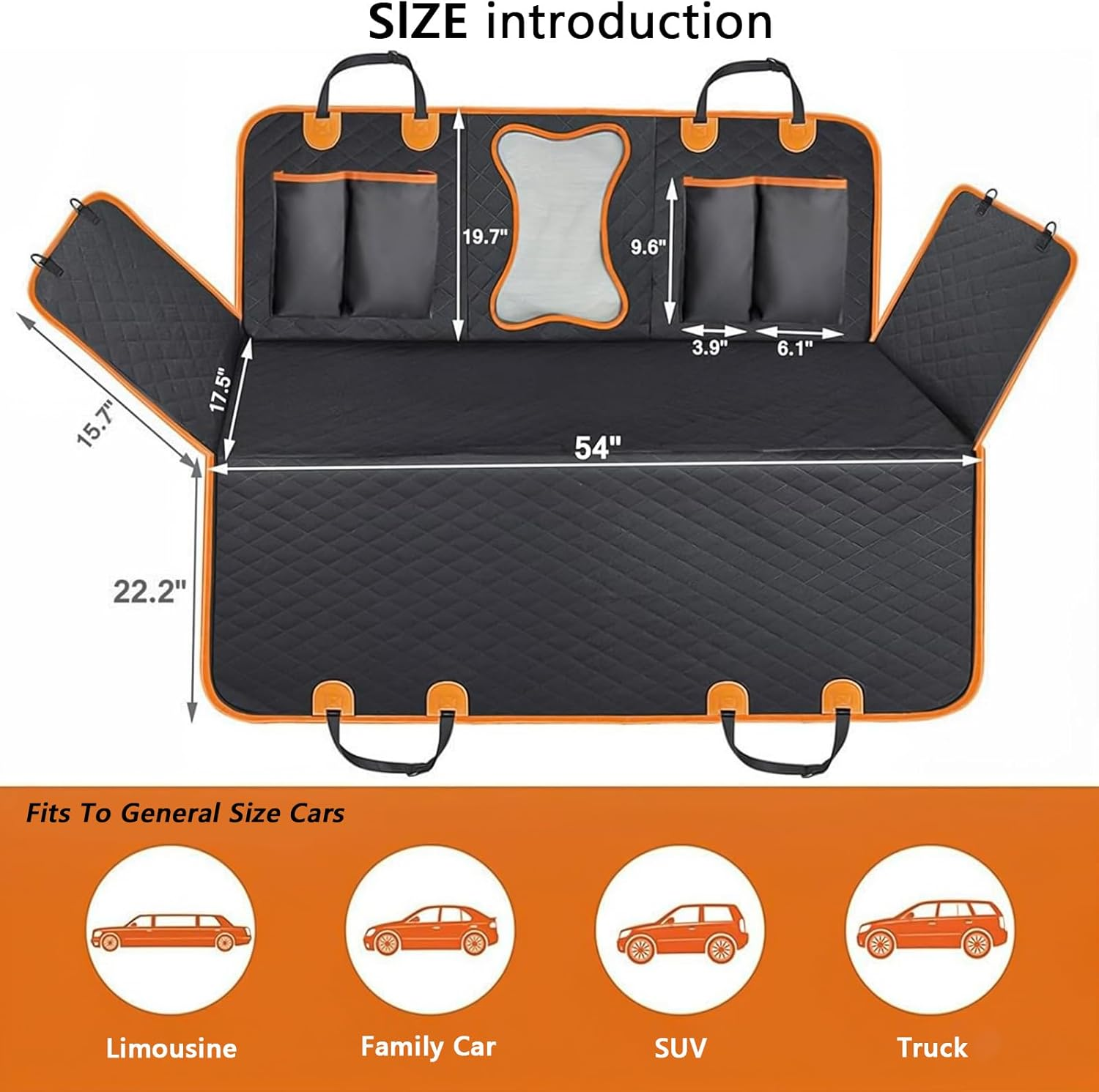 Dog Car Seat Cover &ndash; 100% Waterproof 600D Durable Pet Protector | Non-Slip Hammock Design for Car Rear Seat, SUV, Truck, Sedan, with Seatbelt & Side Flaps, Black image number 3