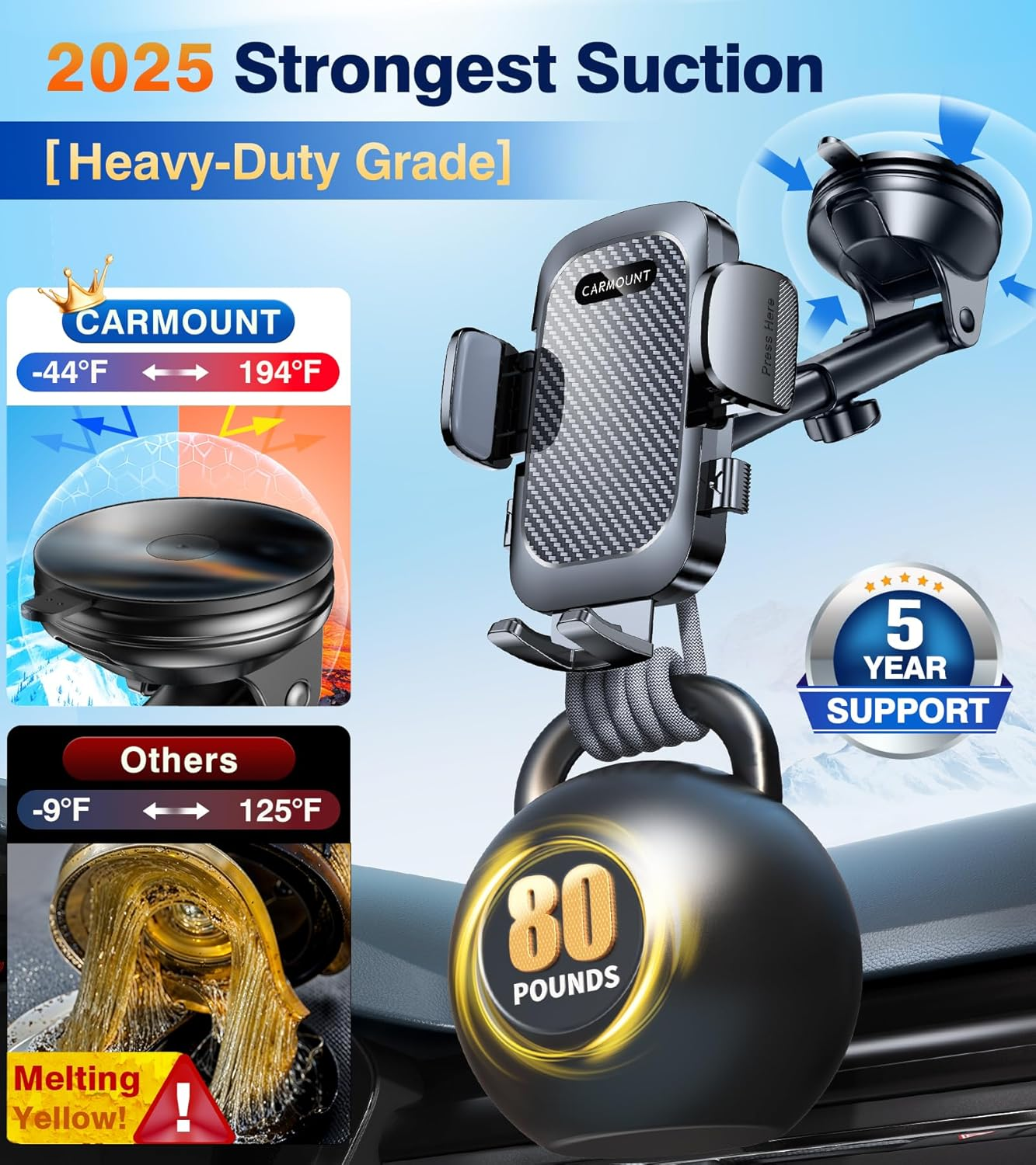 Car Phone Holder Mount【Vacuum Chuck】Cell Phone Car Mount for Dash,Soporte De Telefono Para Carro,Universal Car Phone Mount,Automobile Cell Phone Holder for Iphone and Android Smartphones