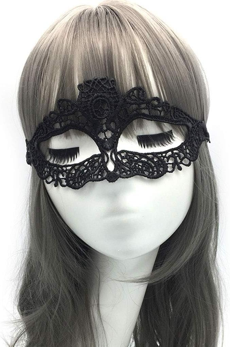 Masquerade Mask, 2 Pack Mardi Gras Party Lace Masks for Women, Prom Princess Venetian Masks - Black image number 3