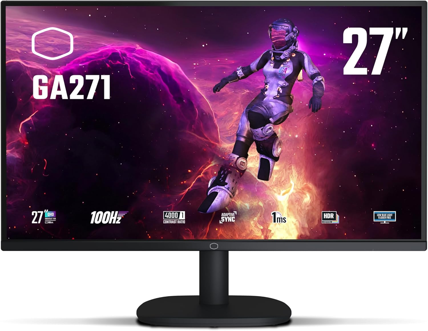 Cooler Master GA271 27 Inch WQHD 100Hz Gaming Monitor, Black image number 2