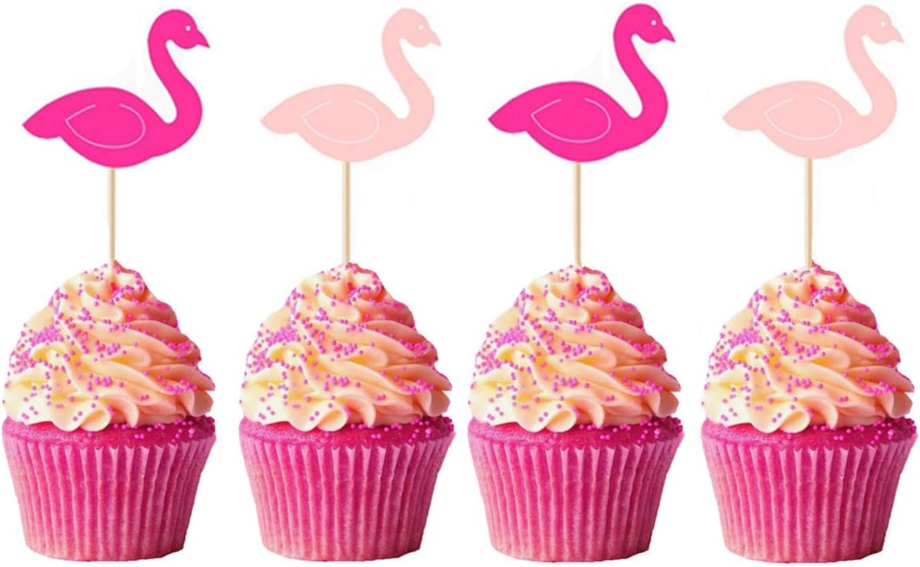 50Pcs Flamingo Cupcake Toppers Cake Decorations Food Picks Cocktail Picks for Theme Luau Hawaiian Birthday Wedding Summer Party Supplies image number 6