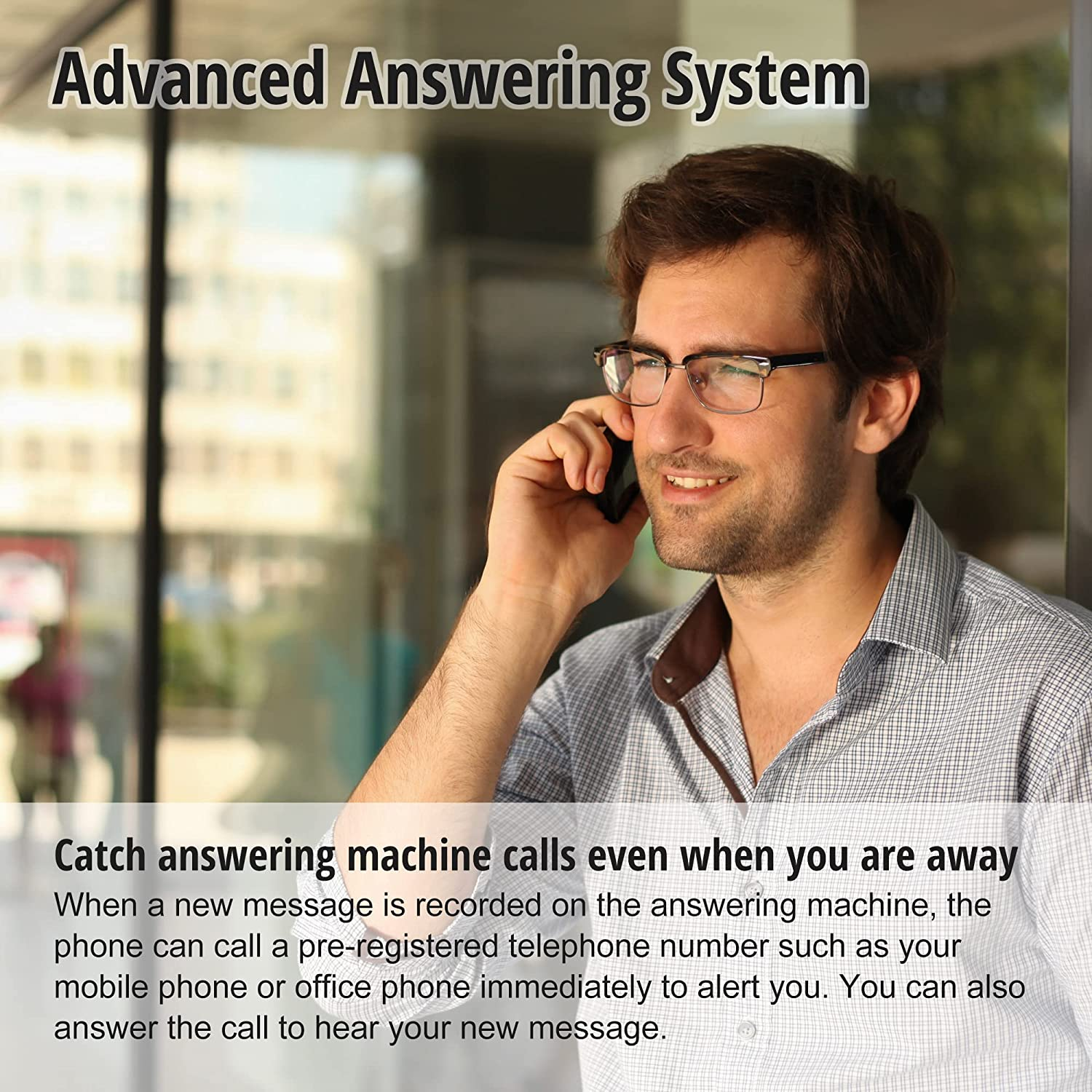 Panasonic DECT Digital Cordless Phone with Built-In Answering Machine and 2 Handsets (KX-TG6822ALB), Black & Silver image number 5