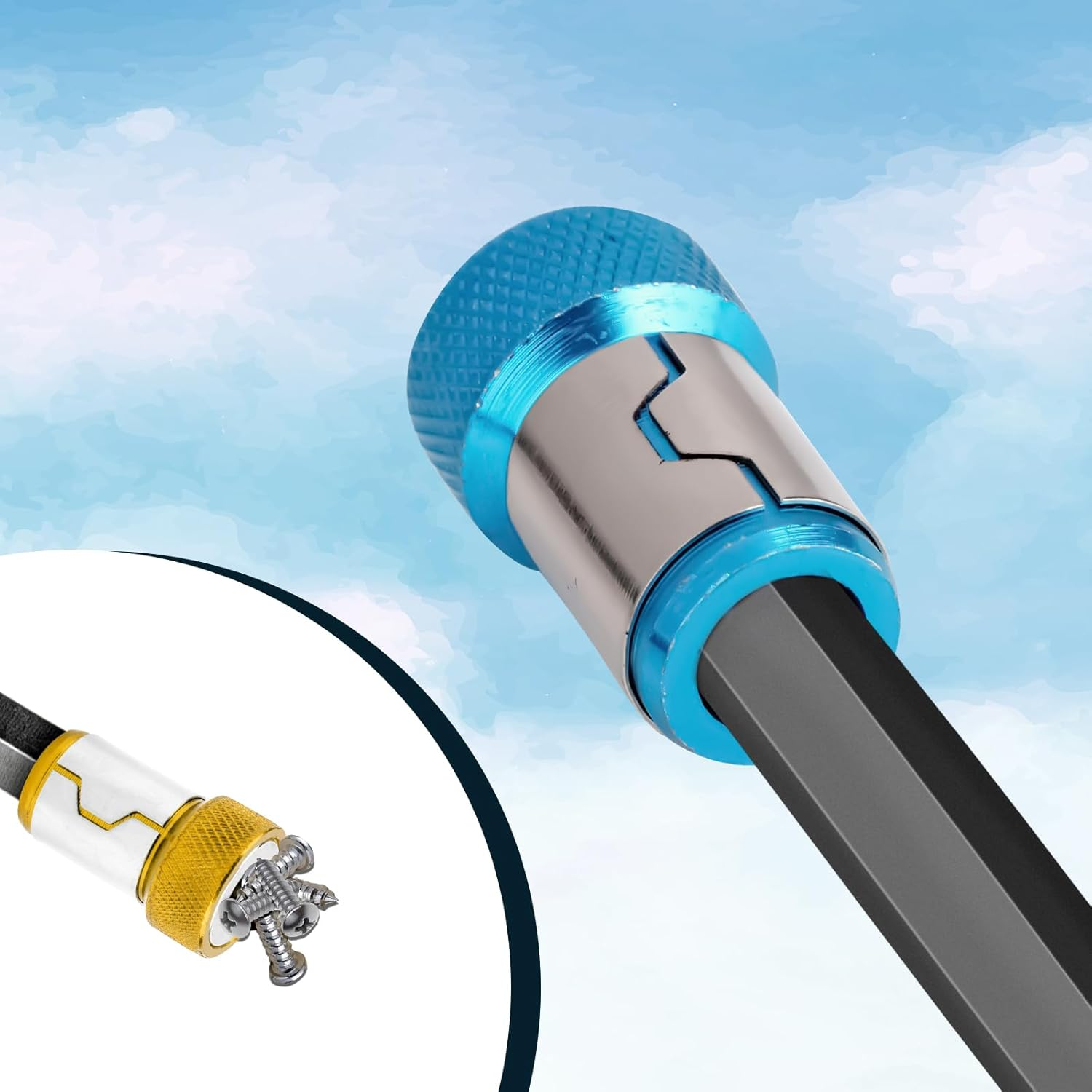 9Pcs Screwdriver Head Magnetic Rings, 3 Colors Premium Aluminum Magnetic Screw Ring Durable Screw Head Magnetic Ring for 1/4" Hex Screwdriver and Power Screwdriver Bits image number 1