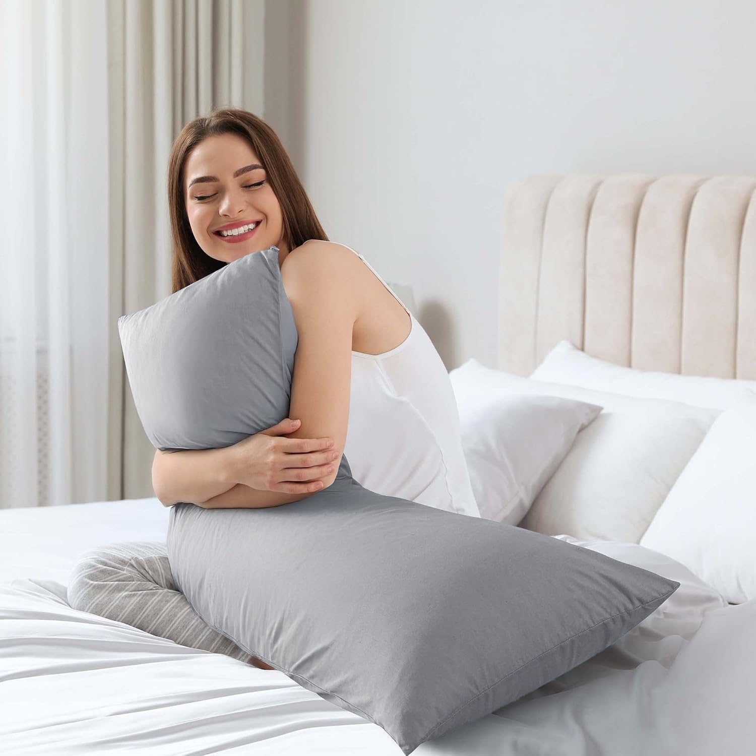 Full Body Pillow, Soft Long Pillow for Sleeping, Body Pillow with Velvet Cover, Full Body Pillow for Adults and Pregnancy with Removable Pillow Cover