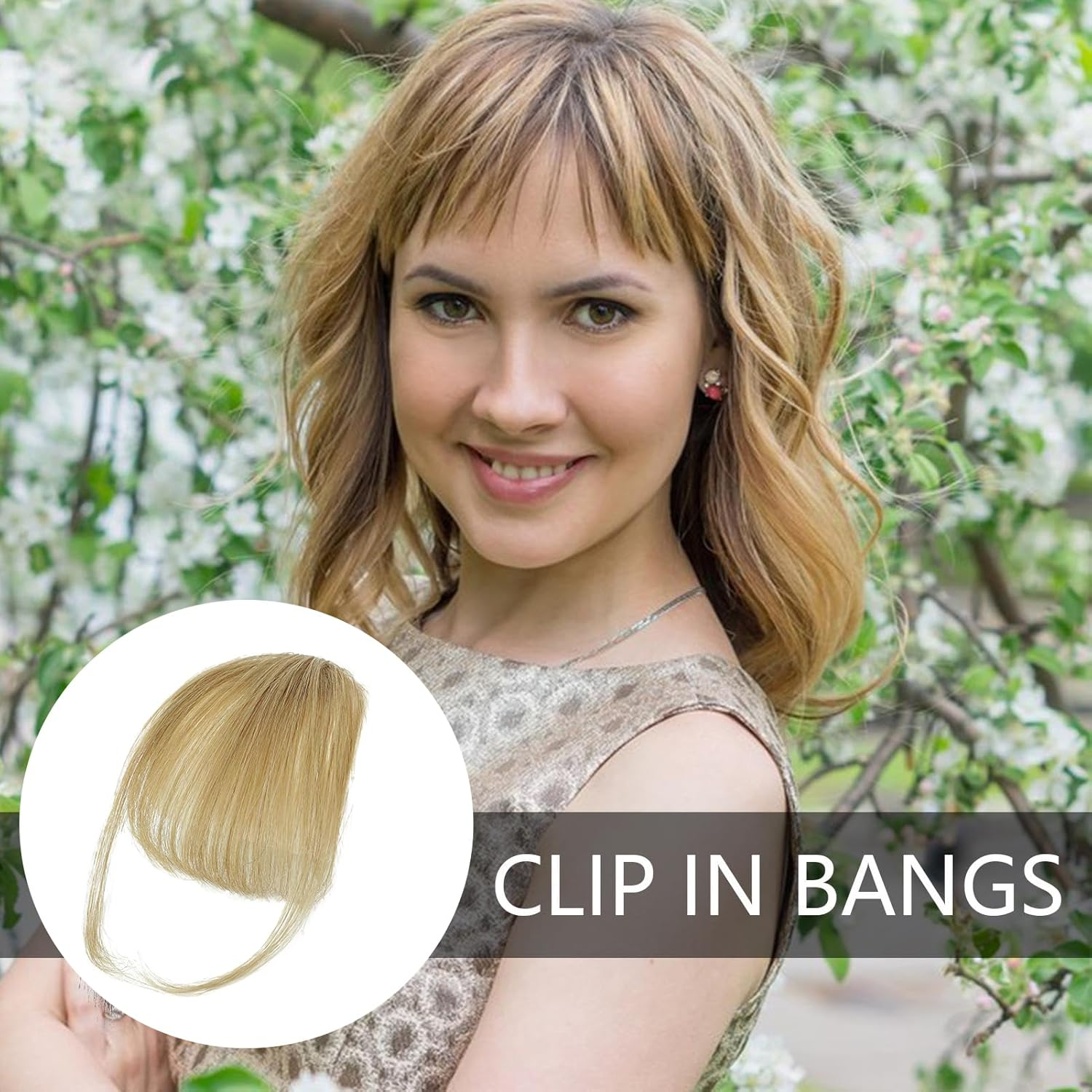 Mivpzisk Clip on Bangs Human Hair, Women Human Hair Dim Bangs, Clip in Bngs on Wispy Fringe with Temples Hairpieces, Stylish Natural Color Fringe Hairpieces - 613 image number 4