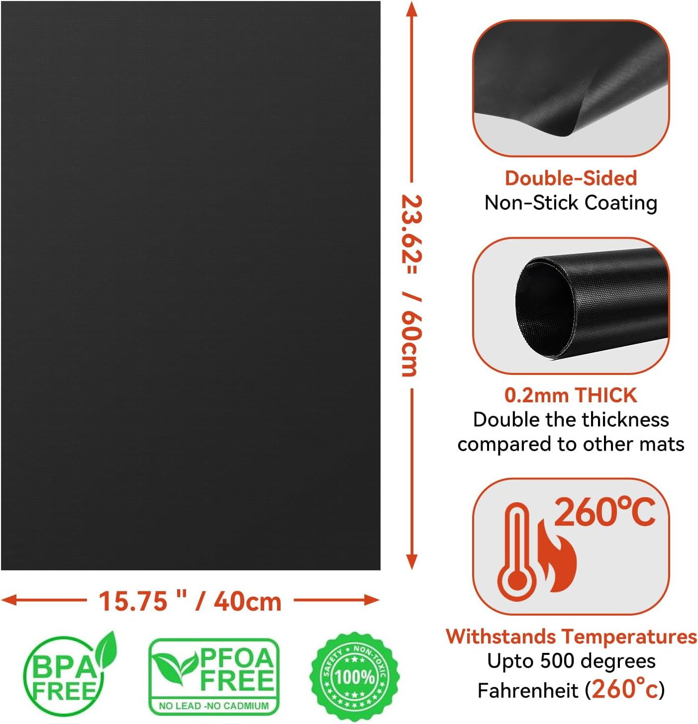 Oven Liners for Bottom of Electric Gas Oven - 3Pack Large Heavy Duty Oven Mat, Non-Stick Oven Floor Protector Liner, Reusable Heat Resistant Stovetop Air Fryer Grill Baking Mat Easy to Clean 23"X15.7" image number 1