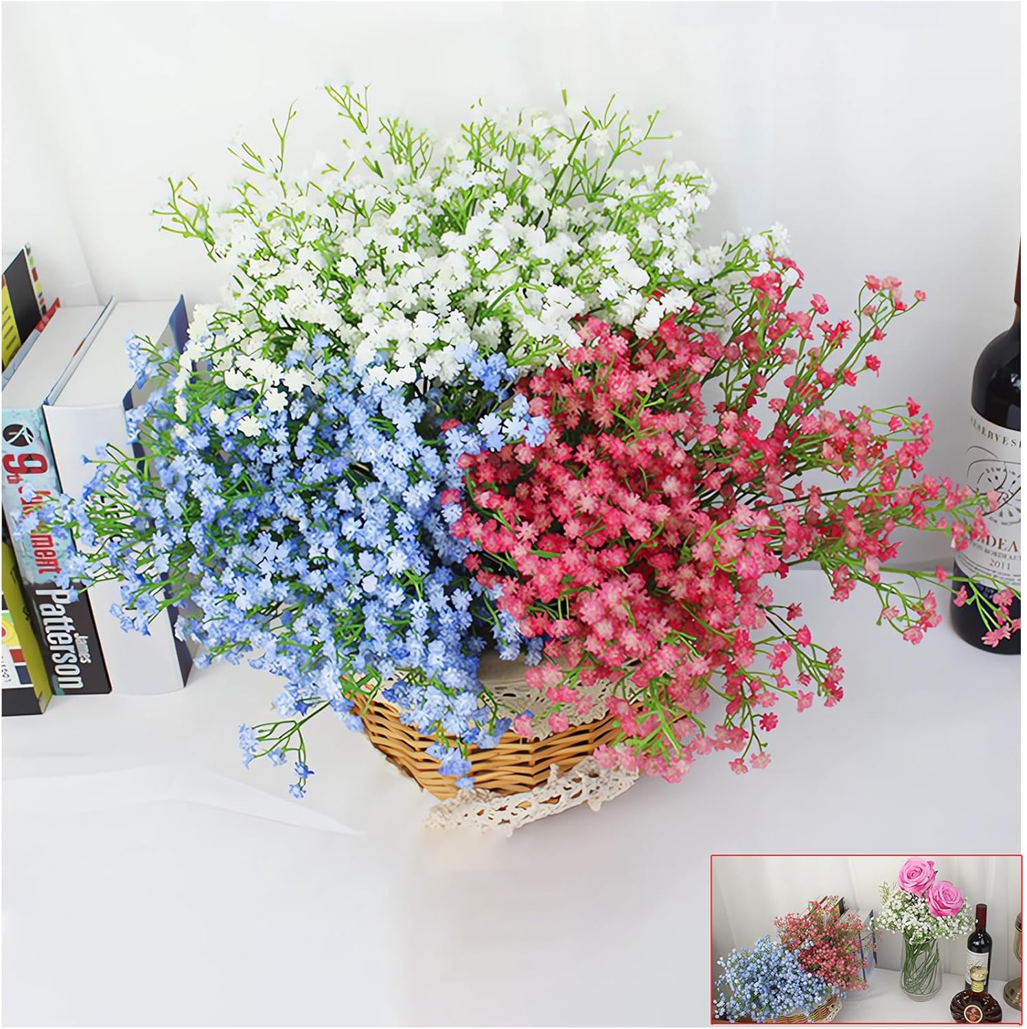 10 Bundles Artificial Flowers, Baby Breath Flowers Artificial, Real Touch, Fake Dried Gypsophila Plants for Wedding Bouquets DIY Wreath Floral Arrangement Home Party Decoration