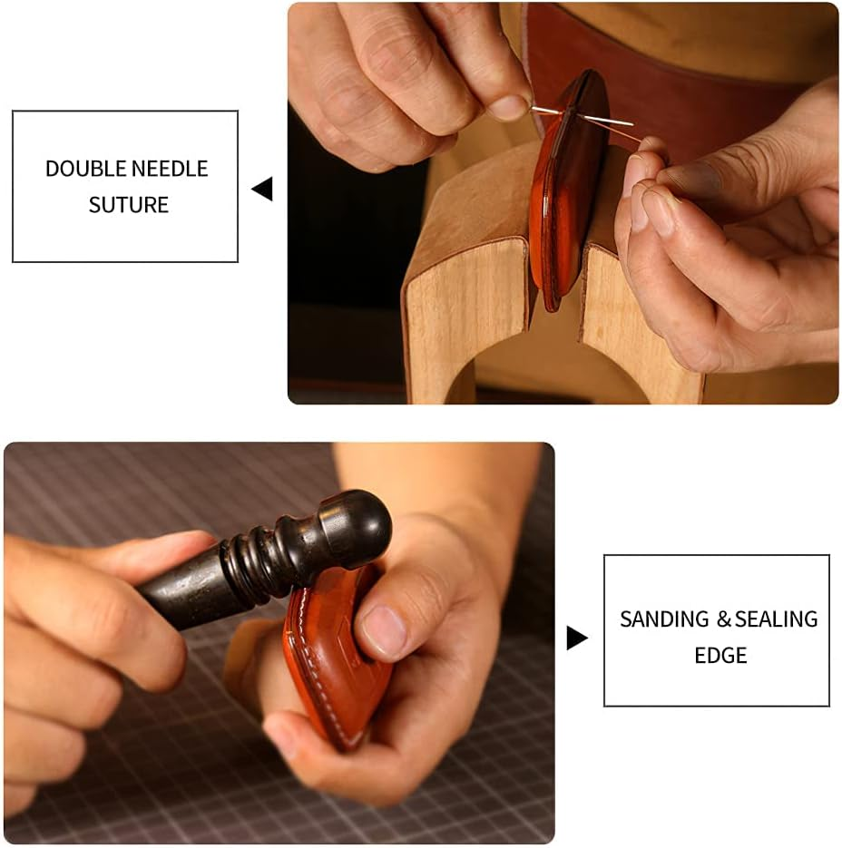 Ontto Key Fob Cover Fit for Mini Cooper F54 Clubman F55 F56 F57 F60 Countryman 3 Buttons Vegetable Tanned Leather Key Case Keychain Keyring Keyless Accessories Brown - Black image number 2