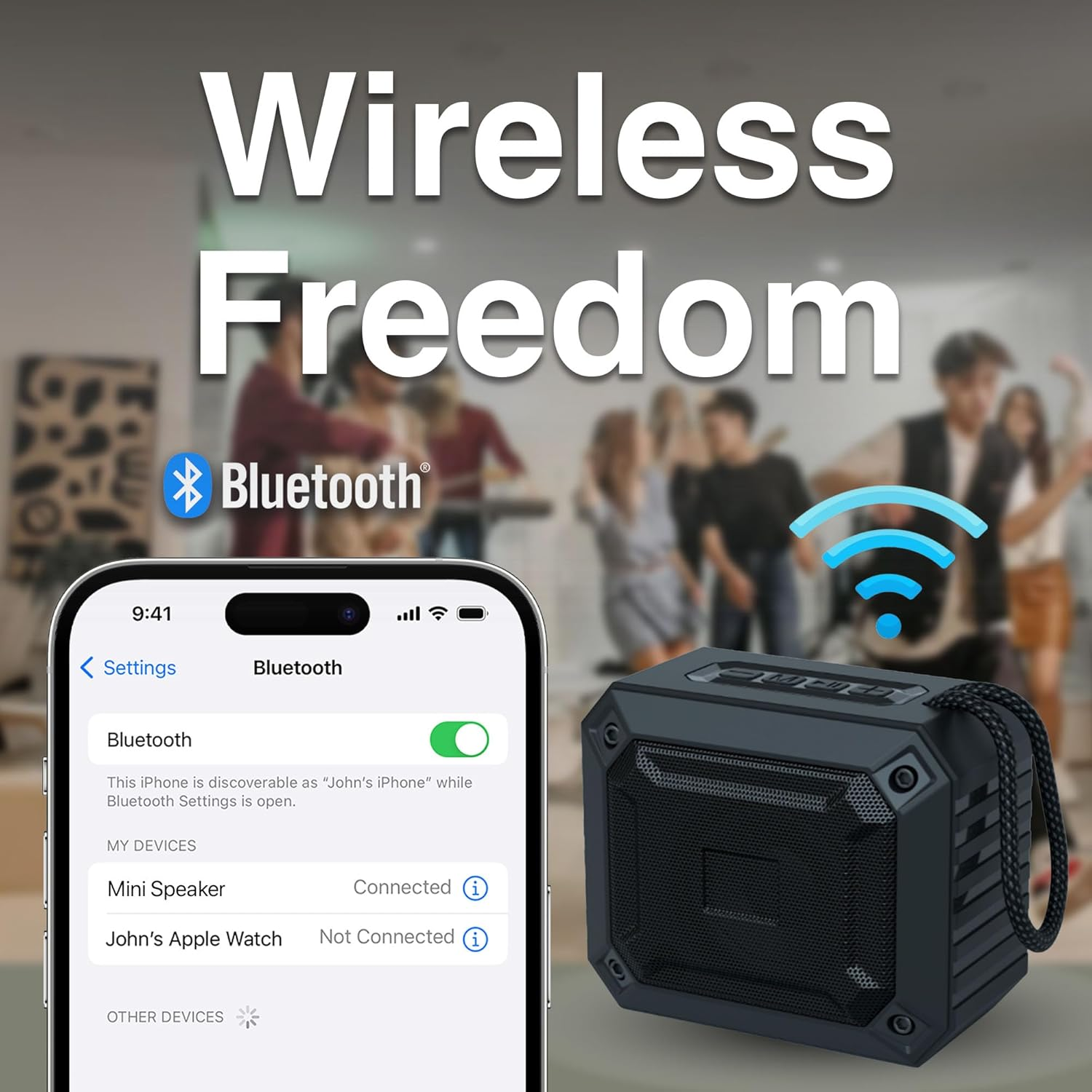 Laser Black Portable Bluetooth Speaker with 800Mah Battery, USB C Charging - Supports TWS Pairing, USB and Microsd Inputs - Travel Outdoor Speaker for PC, Smartphones, Laptops, Tablets image number 4