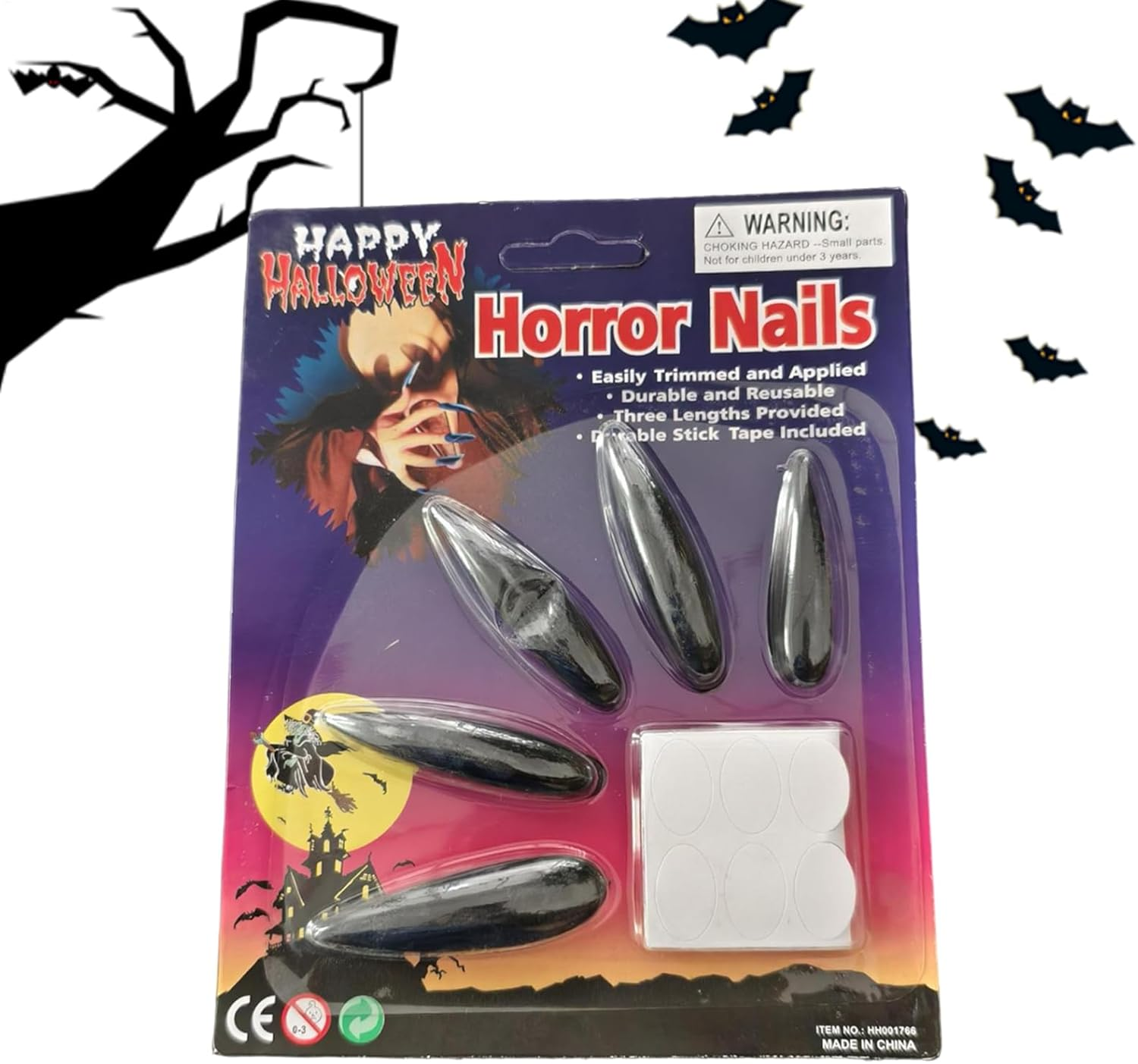 Gothic Press on Nails | Long Creepy False Nails,Gothic Fingernail Decoration for Masquerade Holiday Dress-Up Role Play Haunted House Halloween Party