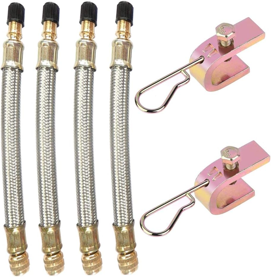 Ianulus Valve Extension, 4 Pieces Tyre Valve Extenders Adapter, Extension Tire Valve Adaptor with 2 Clamps for Heavy Vehicle Tire Wheel like Camper, Truck, Bus, Rv Car, Trailer (18Cm/7.08Inch) image number 3