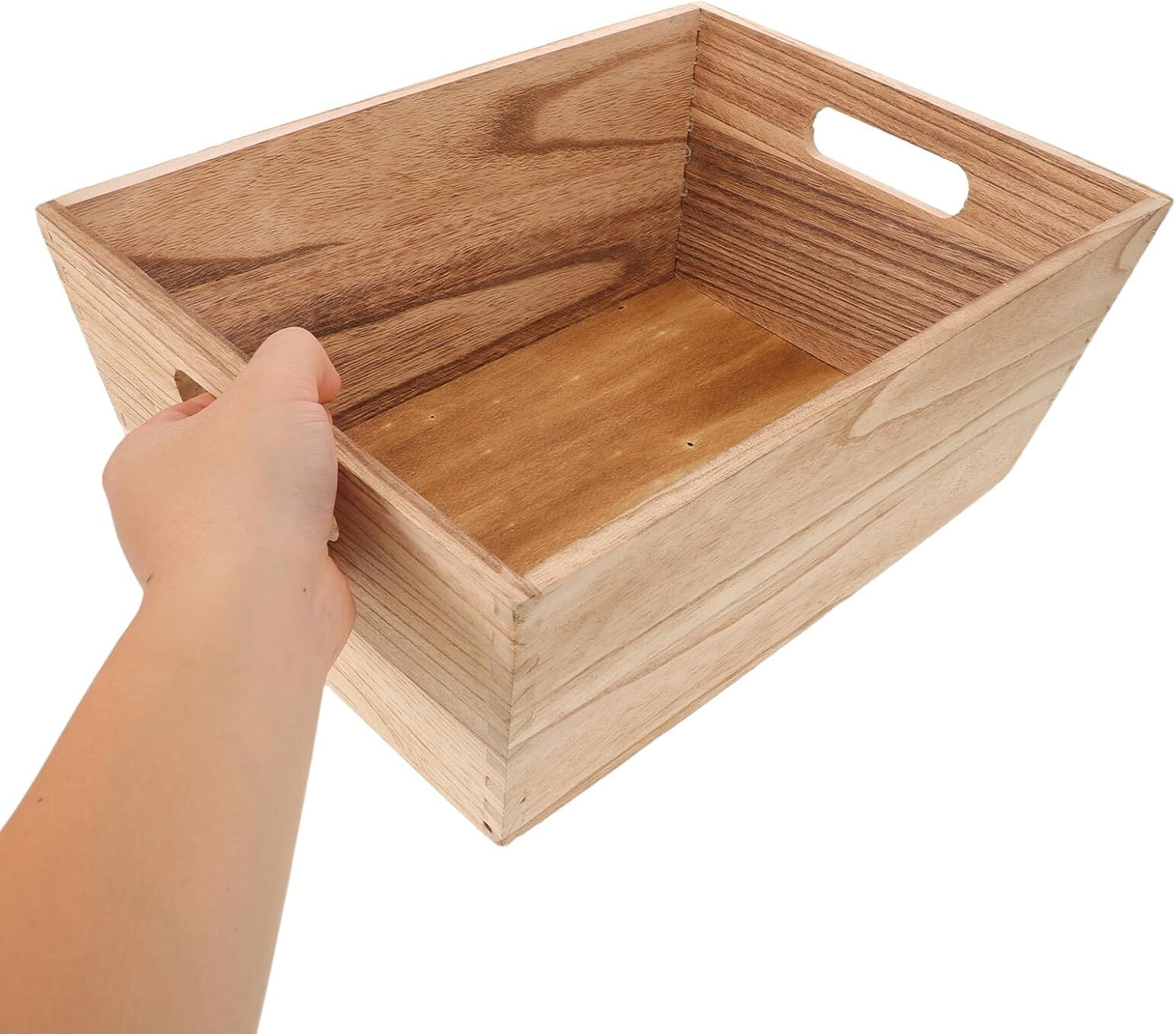 Ipetboom Unfinished Wood Crates Organizer with Handles Wooden Storage Bins for Kitchen Fruit Vegetable Display Versatile Cabinet Basket for Home and Retail Use image number 3