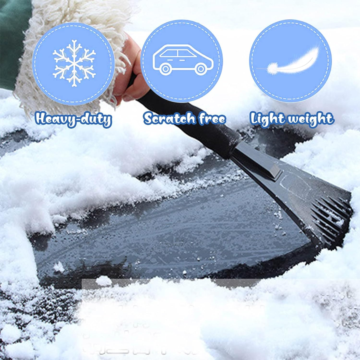 XINRUI 3 Pcs Car Ice Scraper, Car Windshield Snow ​Scraper, Portable Winter Car Windscreen Scraper with Foam Handle for Car Trucks Windshield Window image number 4