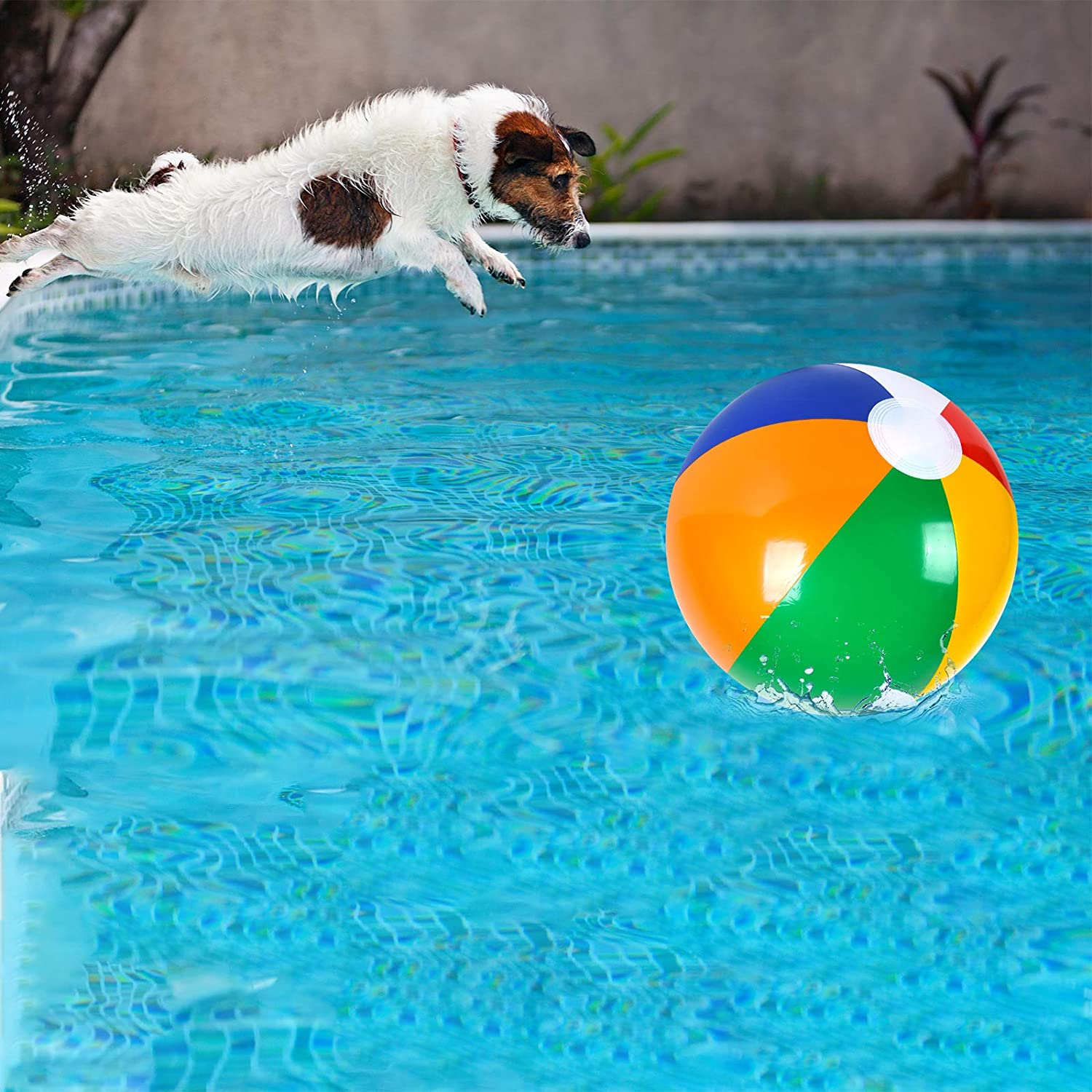 Coopay 30/60 Pack Inflatable Beach Balls Classic Rainbow Swimming Pool Ball Birthday Beach Party Decoration Summer Water Games Gifts 8 to 12 Inches from Inflated to Deflated image number 2