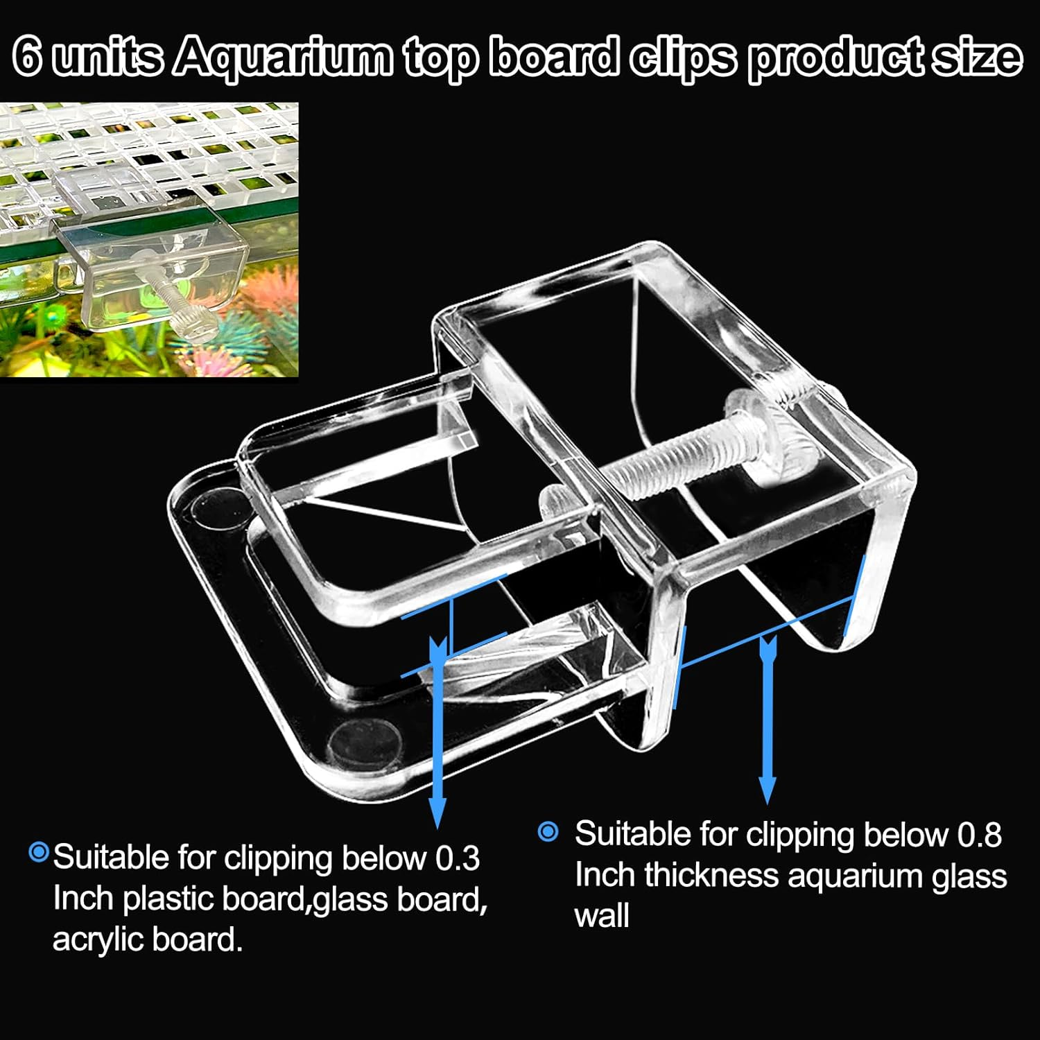 6 Pcs Aquarium Lid Clips Rimless Aquarium Fish Tank Top Cover Lid Hood Support Holder Glass Aquarium Acrylic Fish Tank Top Clip image number 4