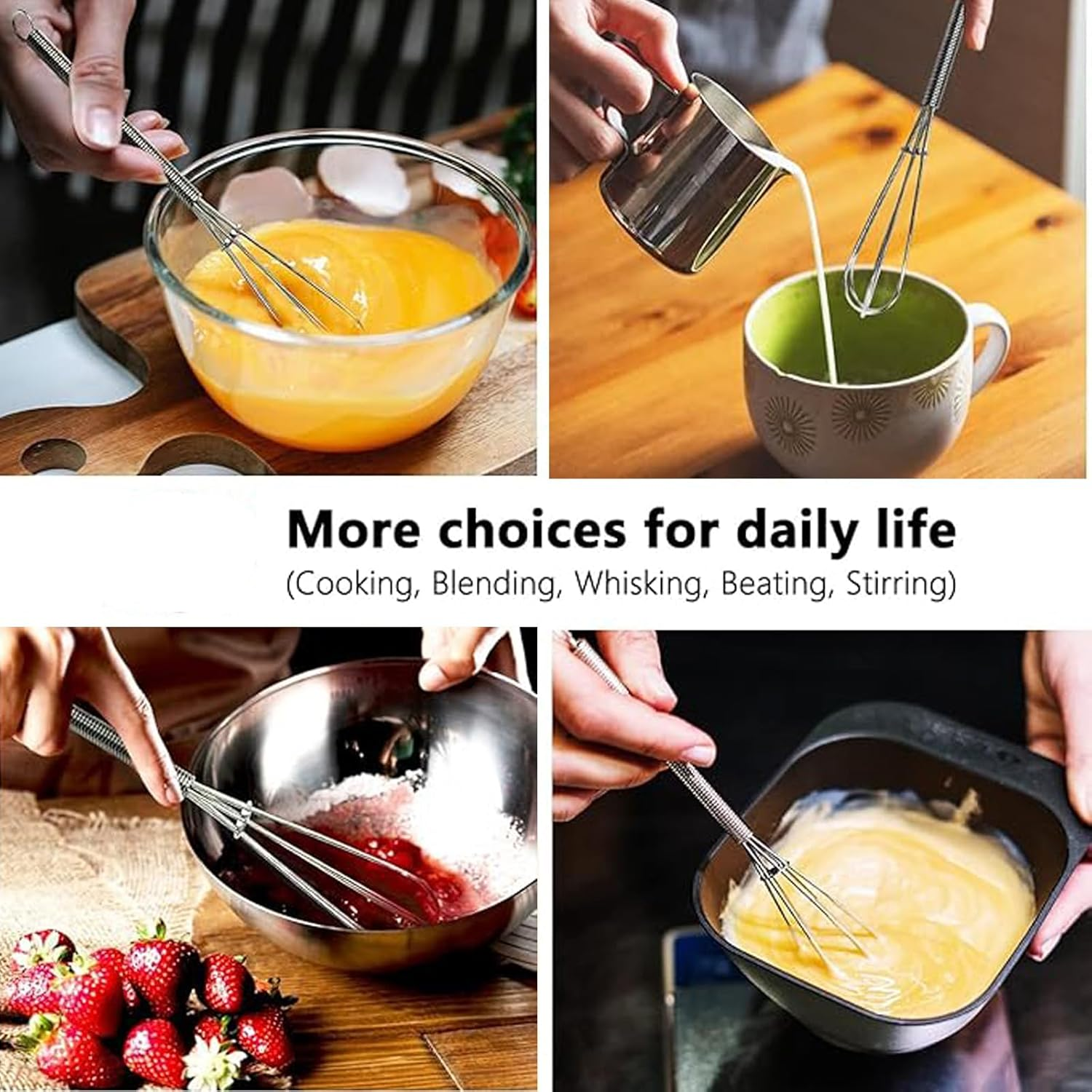 2 Piece Mini Whisk (Stainless Steel), 5-Inch and 7-Inch Miniature Mini Whisks for Whisking, Stirring, Mixing Ingredients and Sauces image number 3