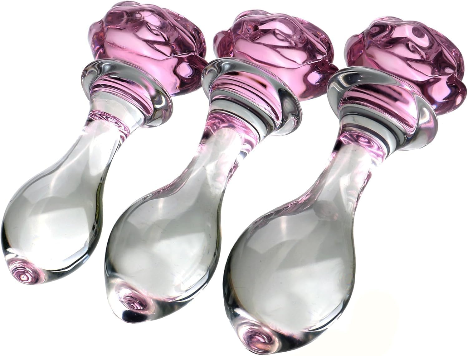3-Piece Rose Glass Anal Plug Set, Crystal Glass Anal Plug,Anal Trainer, Crystal Butt Plug,Anal Expander Training Sex Toys Anal Masturbation Plug for Men Women Gay and Couples image number 2