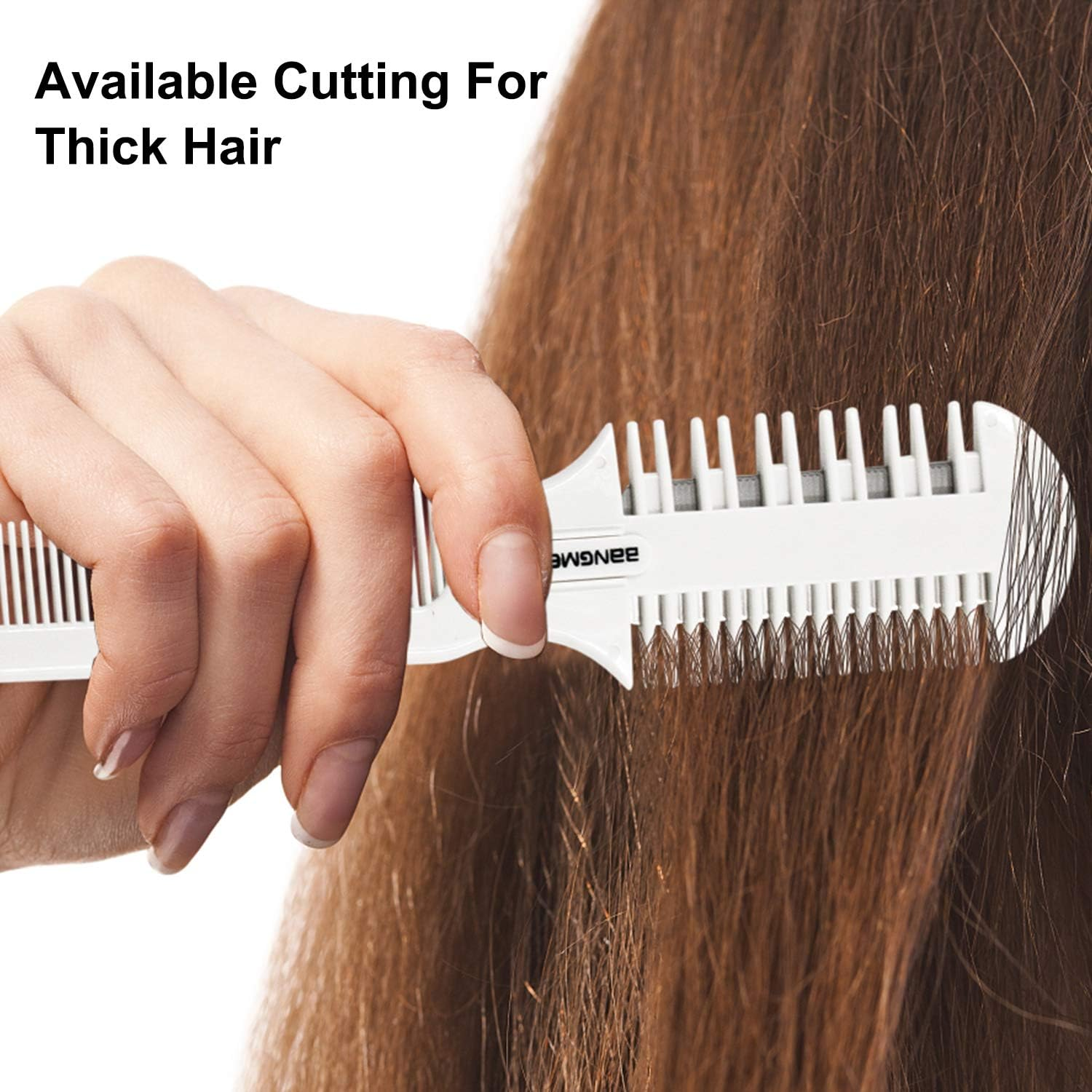 BANGMENG Hair Trimmer with Split Ends Razor - 2 Pieces for Thin & Thick Hair Cutting and Styling: Dense & Wide Teeth Combs, Double-Edge Blades image number 3