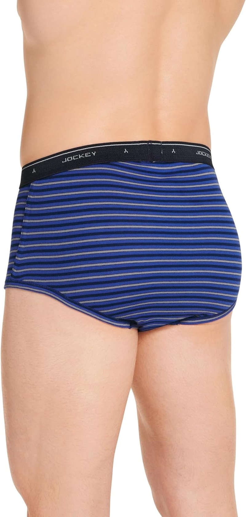 Jockey Men'S Underwear Classic Full Rise Brief - 3 Pack, Black Stripe/Red Apple/Blue Stripe, 32 image number 4