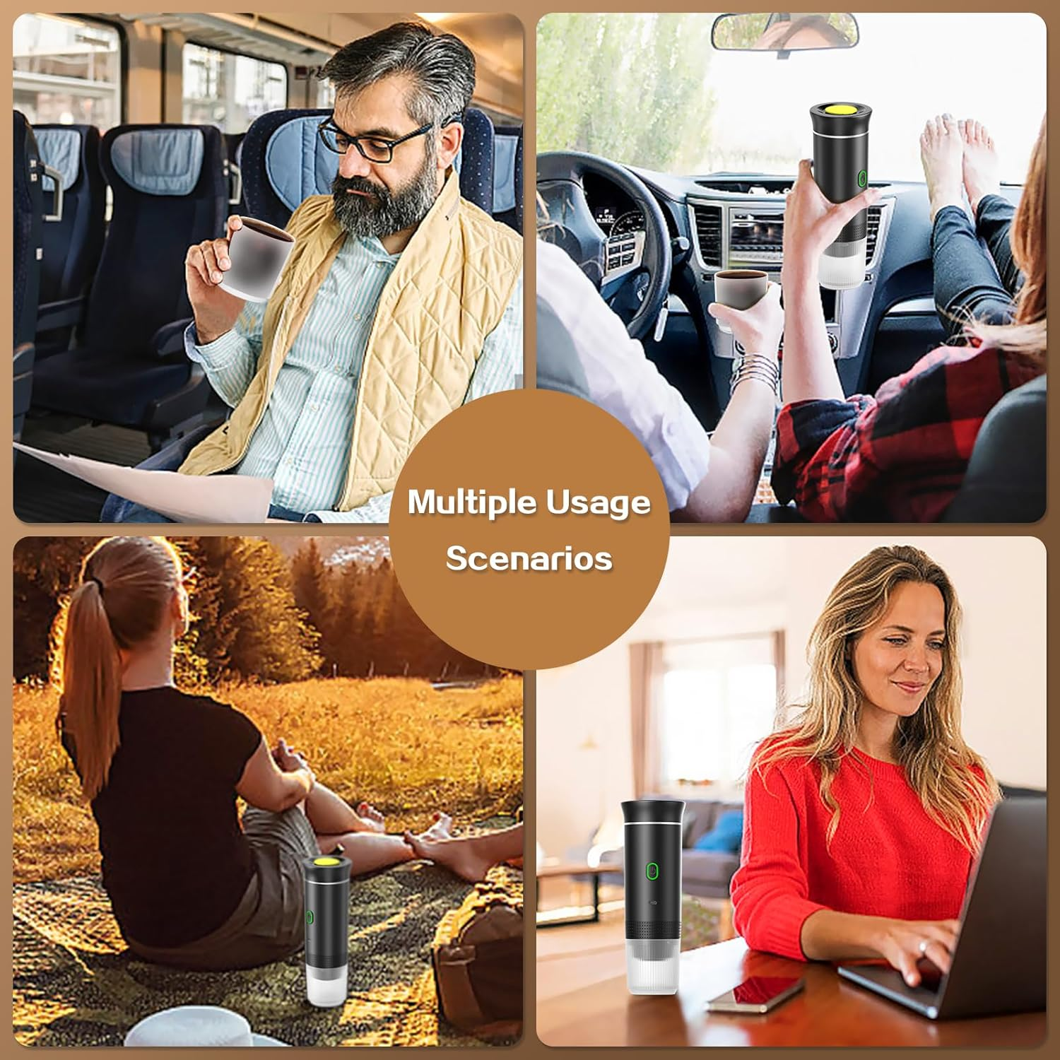 Travel Coffee Maker Portable Electric Espresso Machine for Camping Car Coffee Maker Self-Heating Compatible with Ground Coffee & NS Capsule for Rv,Hiking,Office (BLACK) image number 1