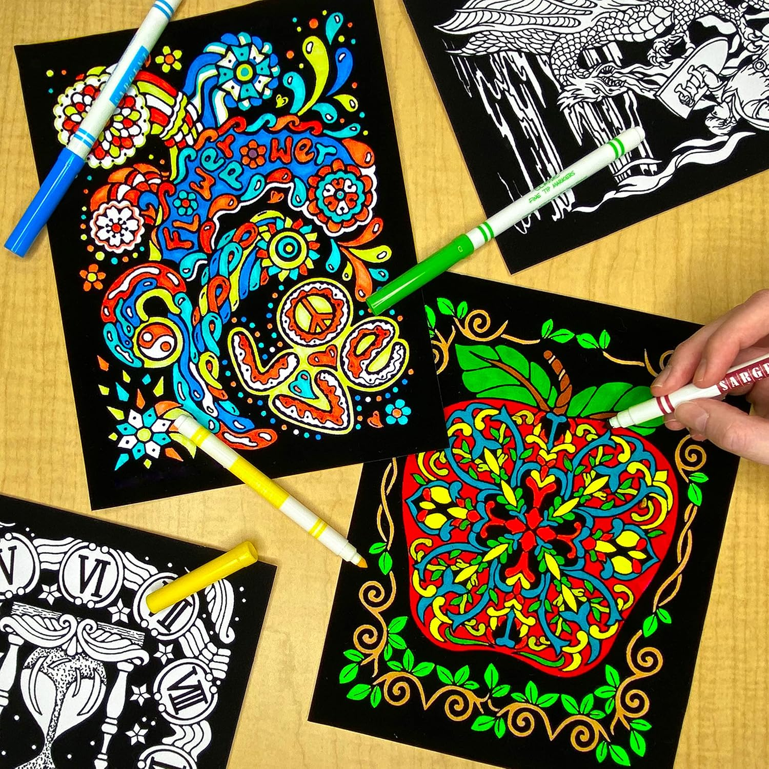 Stuff2Color Super Pack of 18 Fuzzy Velvet Coloring Posters (Creative Edition)(8 X 10) image number 4