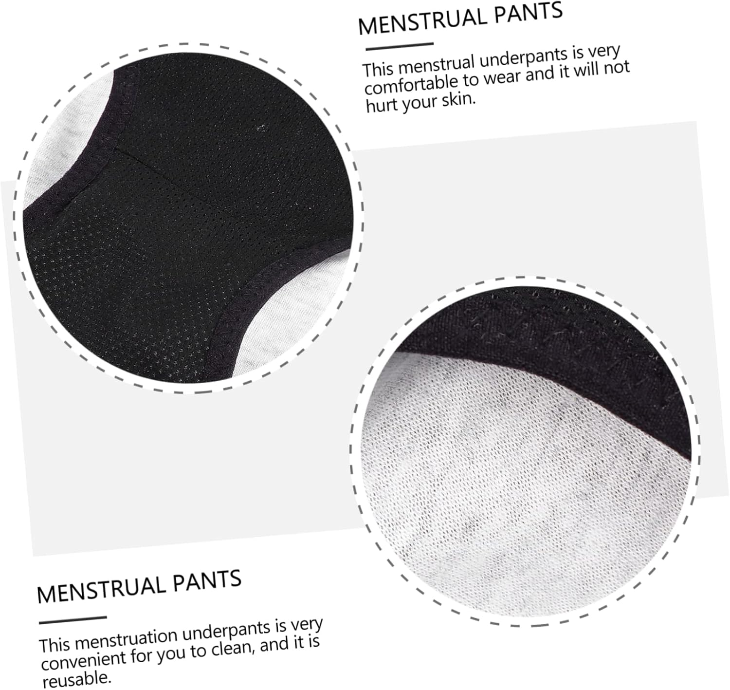 Women Underpants Menstruation Pants Comfortable Material Leakproof Briefs Black