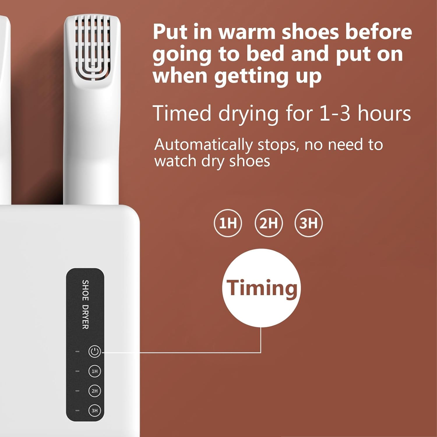 UOEPOWA Portable Shoe and Boot Dryer for Ski Boots, Work Shoes, Rain Boots, Socks, and Gloves &ndash; Fast Drying, Odor Removal, Antibacterial with Timer, Wall-Mountable Design for Space-Saving (AU Model) image number 3