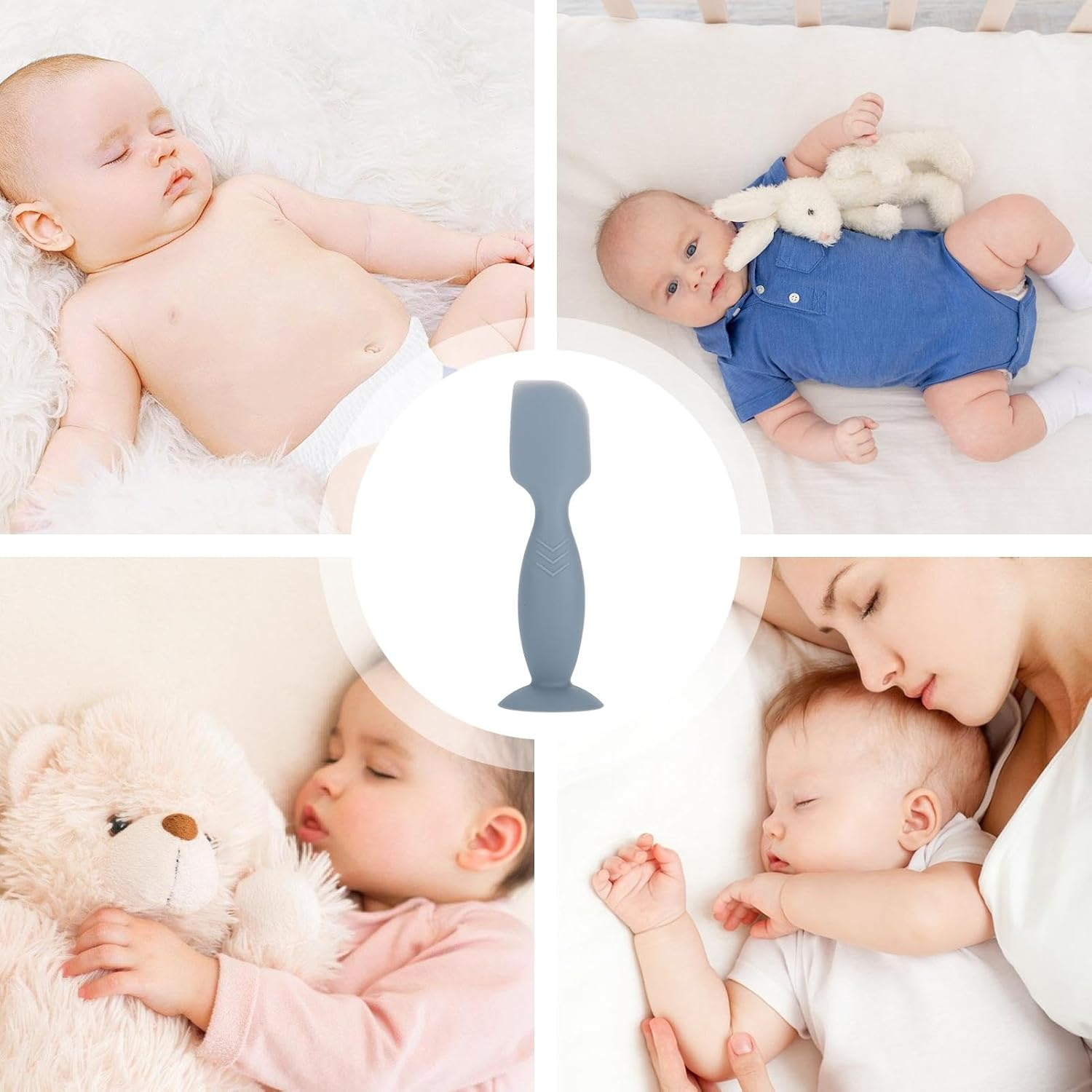 Baby Lotion Spatula- Diaper Cream Spatula, Skincare Spatula | Soft Silicone Diaper Spatul, Smooth Diaper Cream Spatula with Suction Cup Base, Reusable Skincare Applicator,3X2 Inches - Blue image number 4