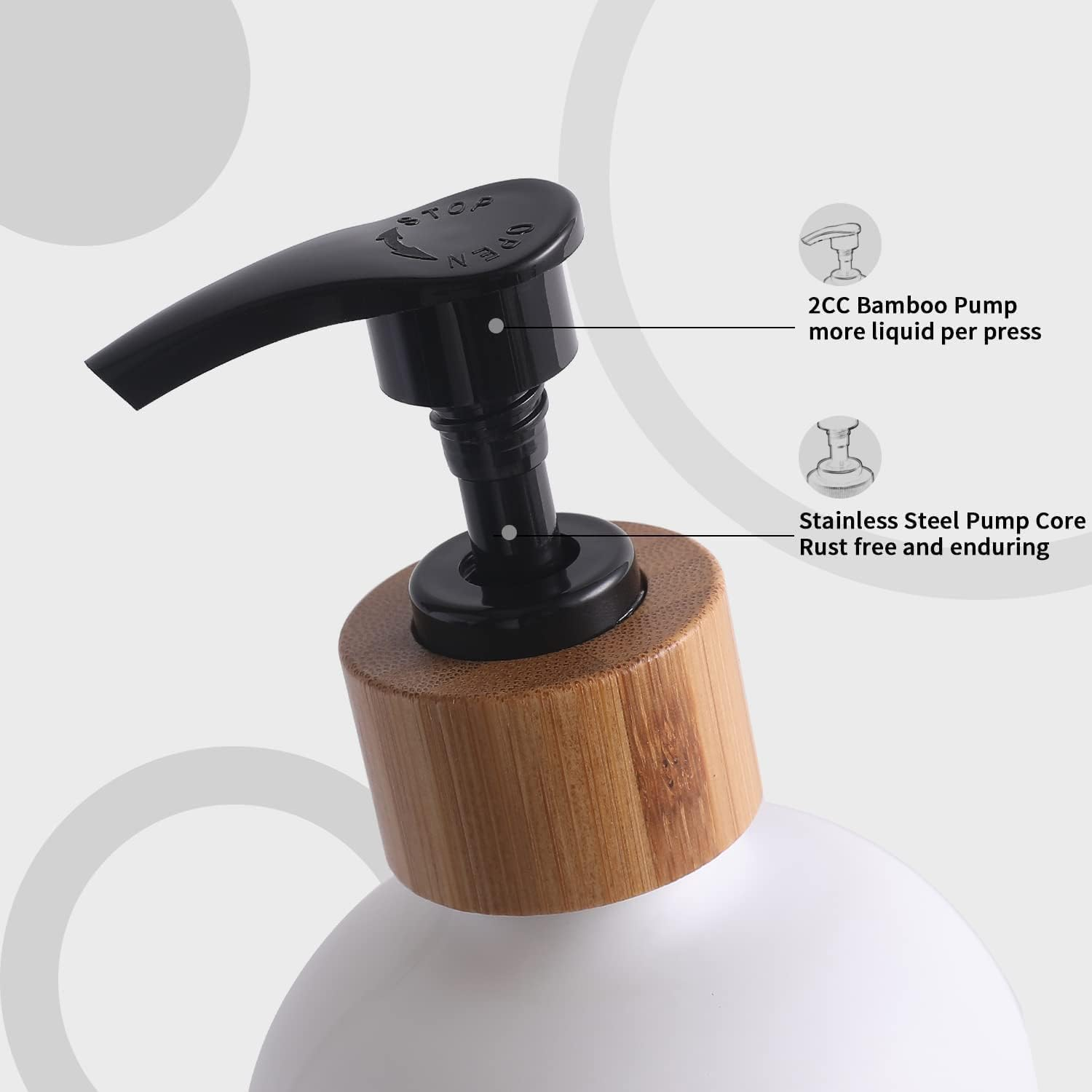 Black Glass Hand Soap and Dish Soap Dispenser Set with Bamboo Lid & Tray, Kitchen Set Suitable for Black and White Kitchen Decor (Black &Tray) - White  Tray image number 7