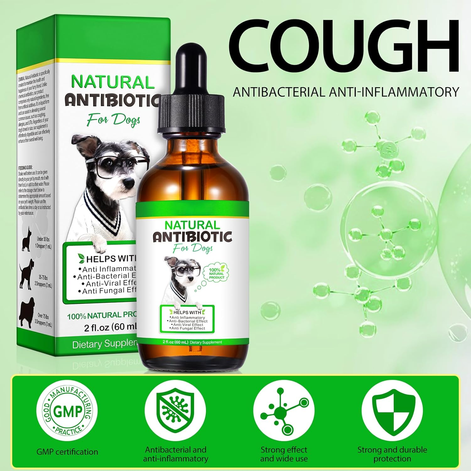 Natural Antibiotics for Dogs, Dog Antibiotics Drops, Herbal Ingredients, Promotes Gut Health, Strengthen Immune Function, Support Seasonal Allergy, Enhances Health & Vitality, 60Ml image number 2