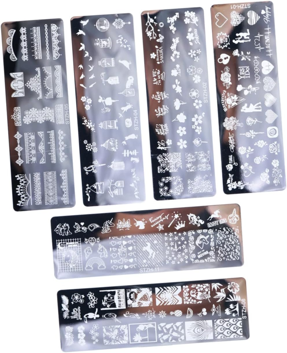 Gogogmee 6Pcs Nail Stamping Plates Manicure Templates Steel Nail Art Decorations image number 6